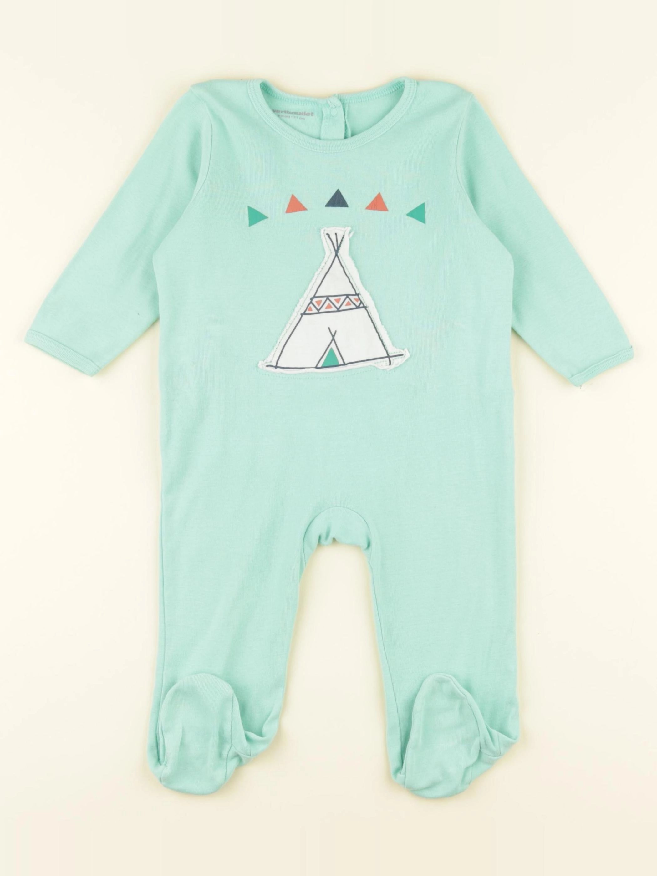 Vertbaudet - pyjama coton vert - 9 mois