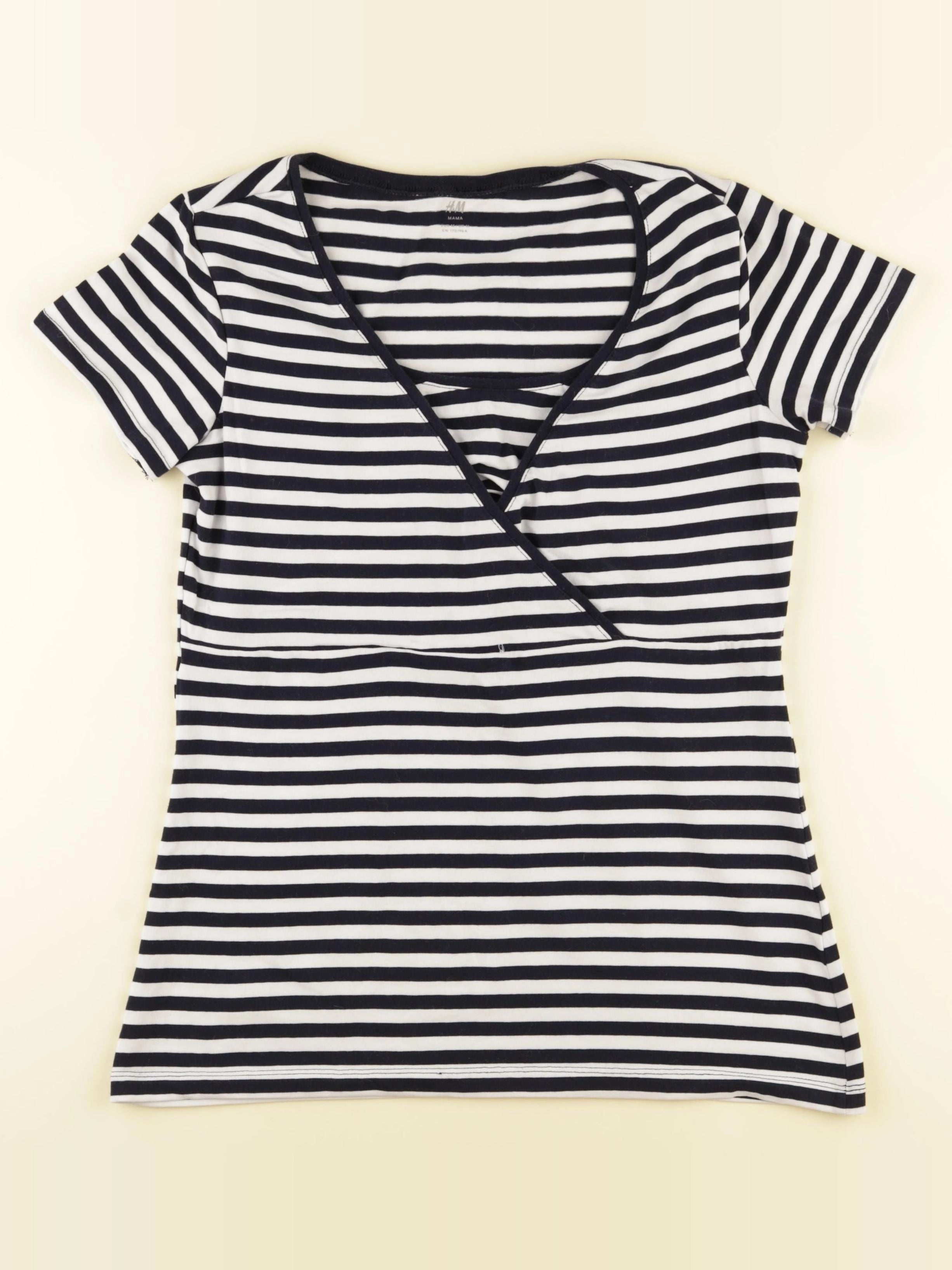 H&M - tee-shirt grossesse, allaitement blanc, bleu - 40 à 42