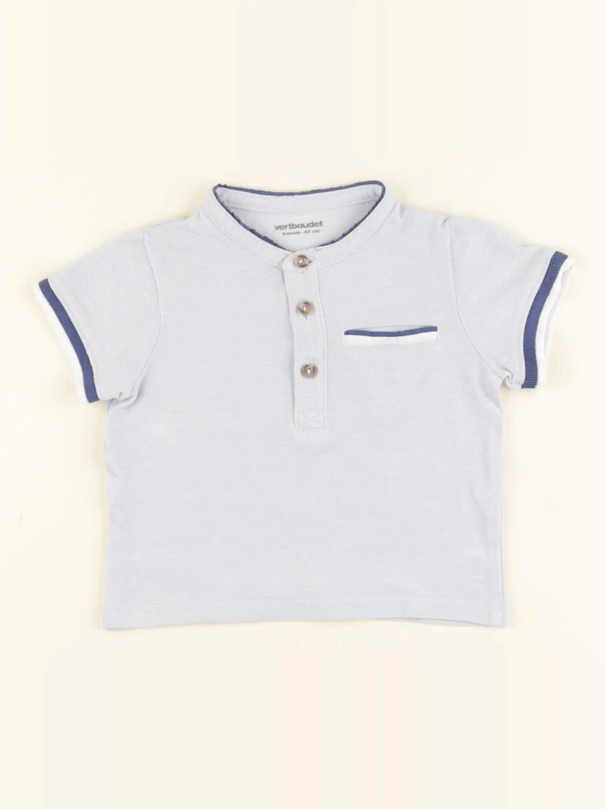 Vertbaudet - polo bleu - 6 mois
