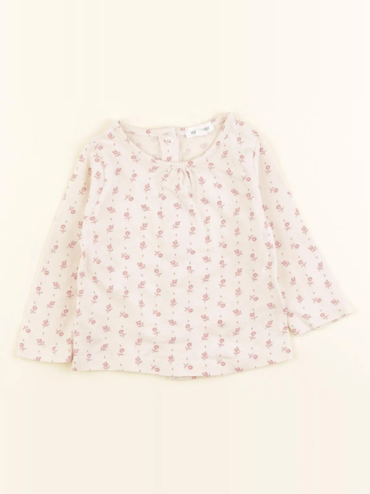 Vertbaudet - tee-shirt blanc, rose - 6 mois