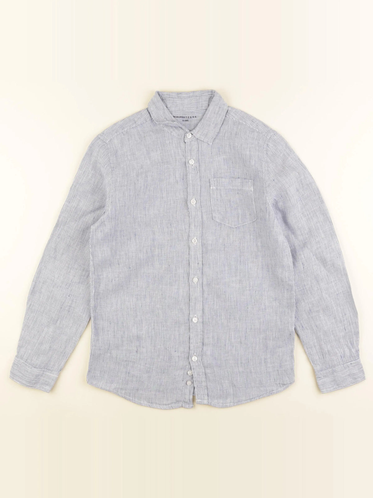 Monoprix - chemise bleu, blanc - 10 ans