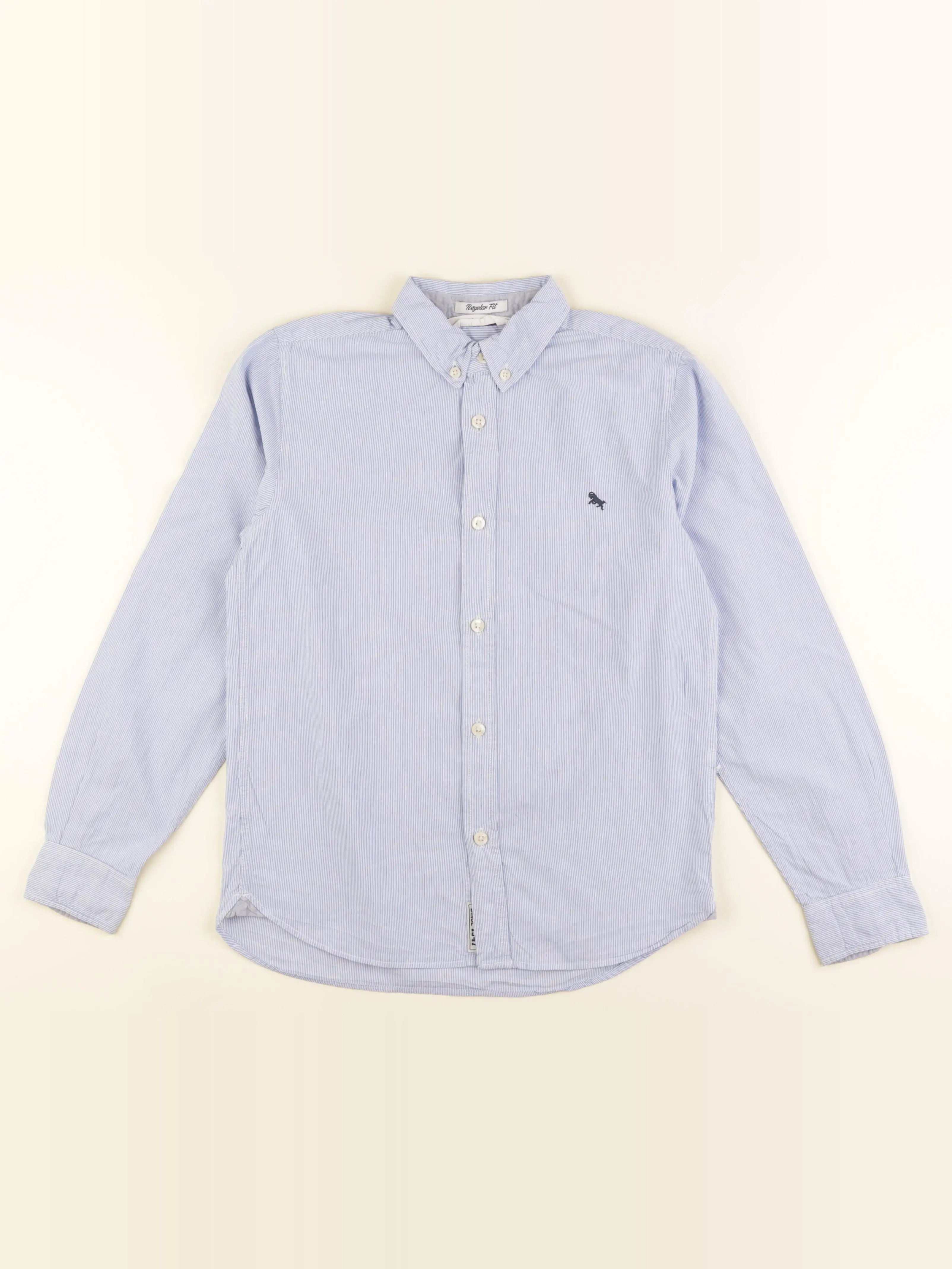 H&M - chemise bleu, blanc - 11/12 ans