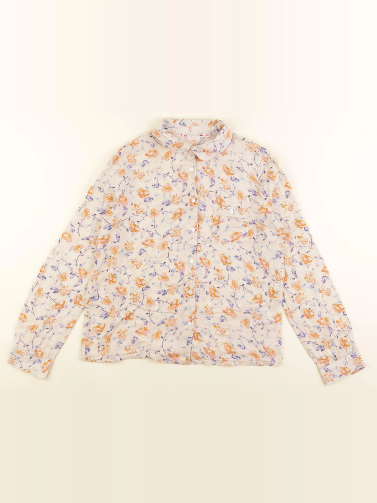 Bonpoint - blouse beige, orange, violet - 12 ans