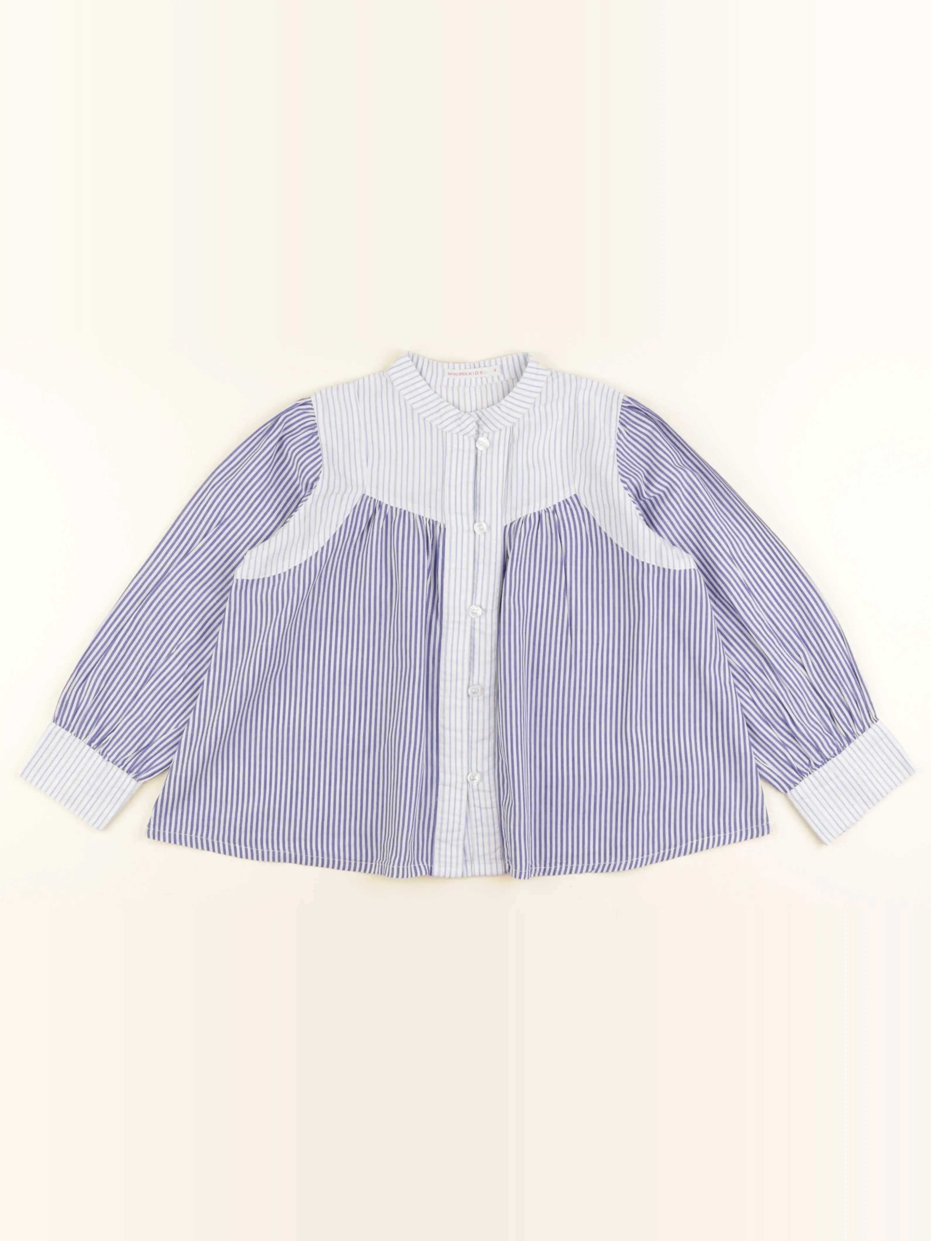 Monoprix - blouse blanc, bleu - 8 ans