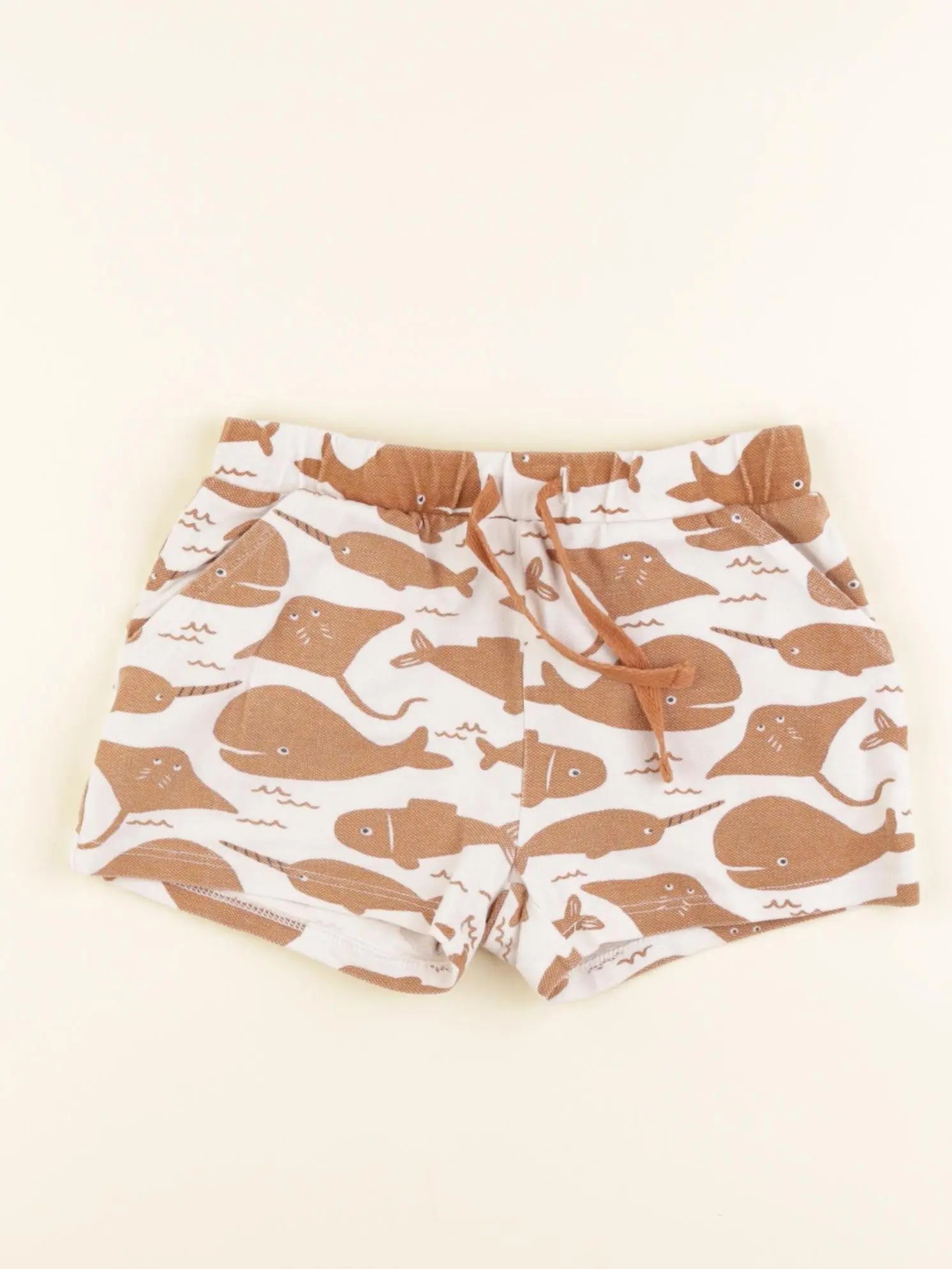 Boutchou - short marron, blanc - 36 mois
