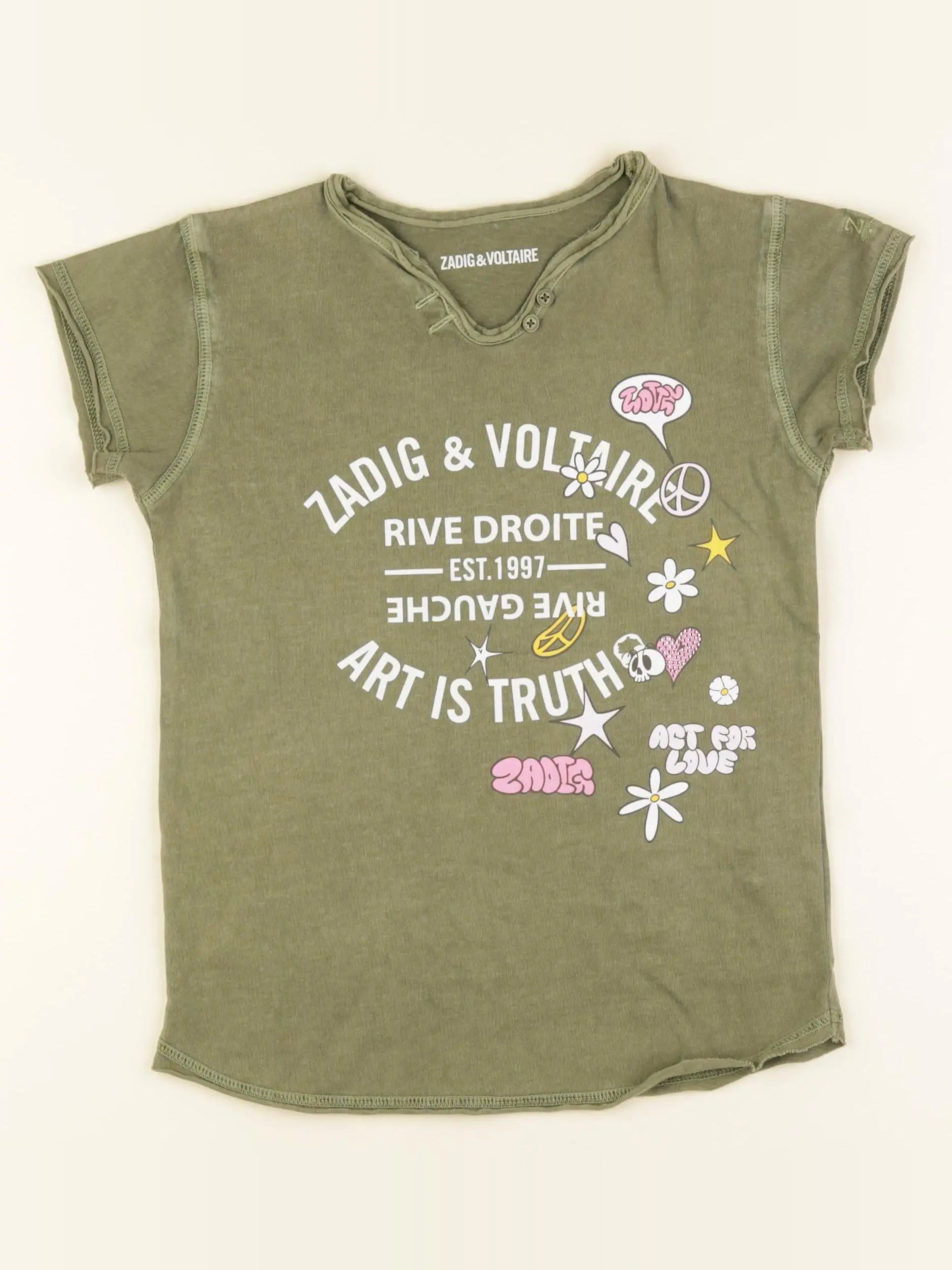 Zadig & Voltaire - tee-shirt gris, jaune, vert - 8 ans