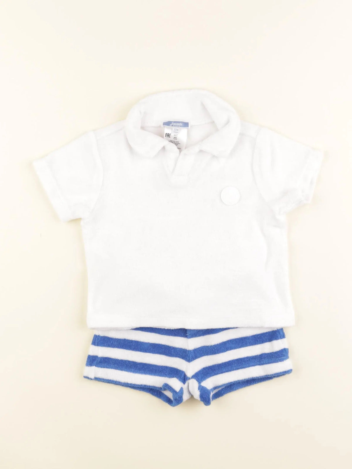 Jacadi - ensemble blanc, bleu - 12 mois