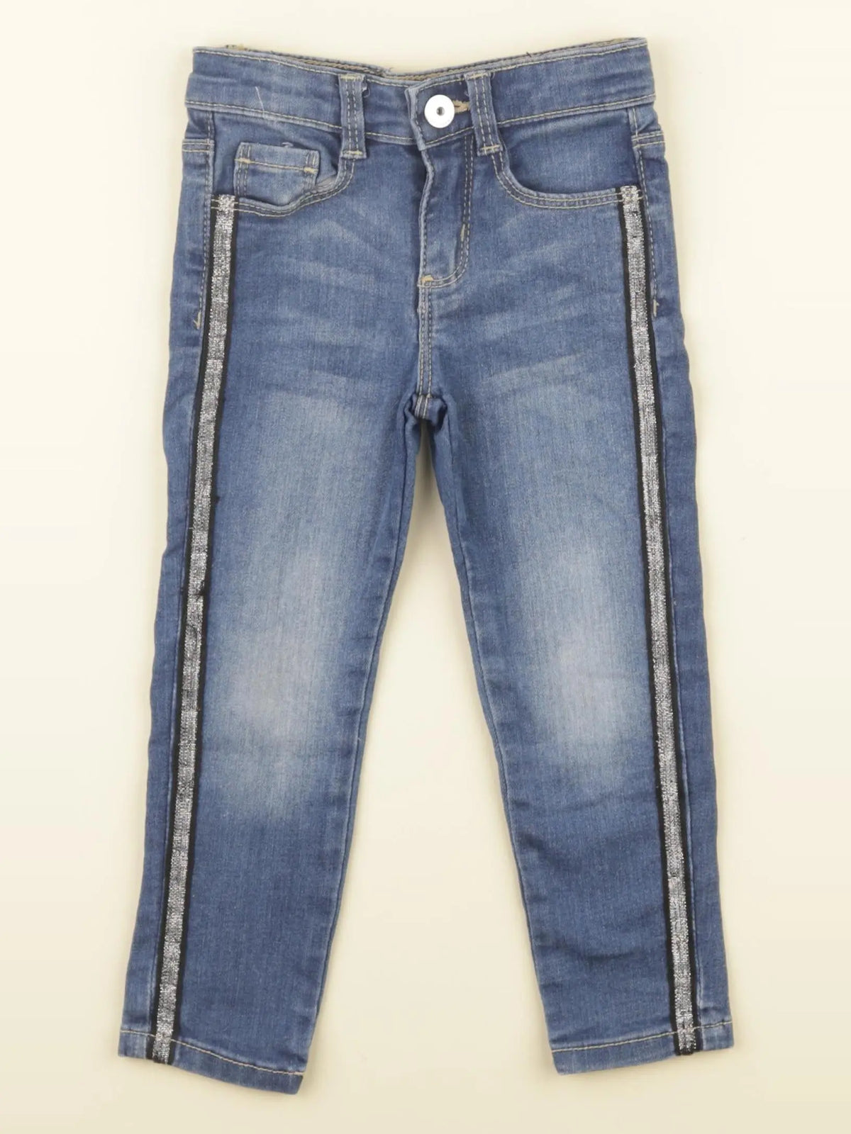 Vertbaudet - jean bleu, argent - 3 ans