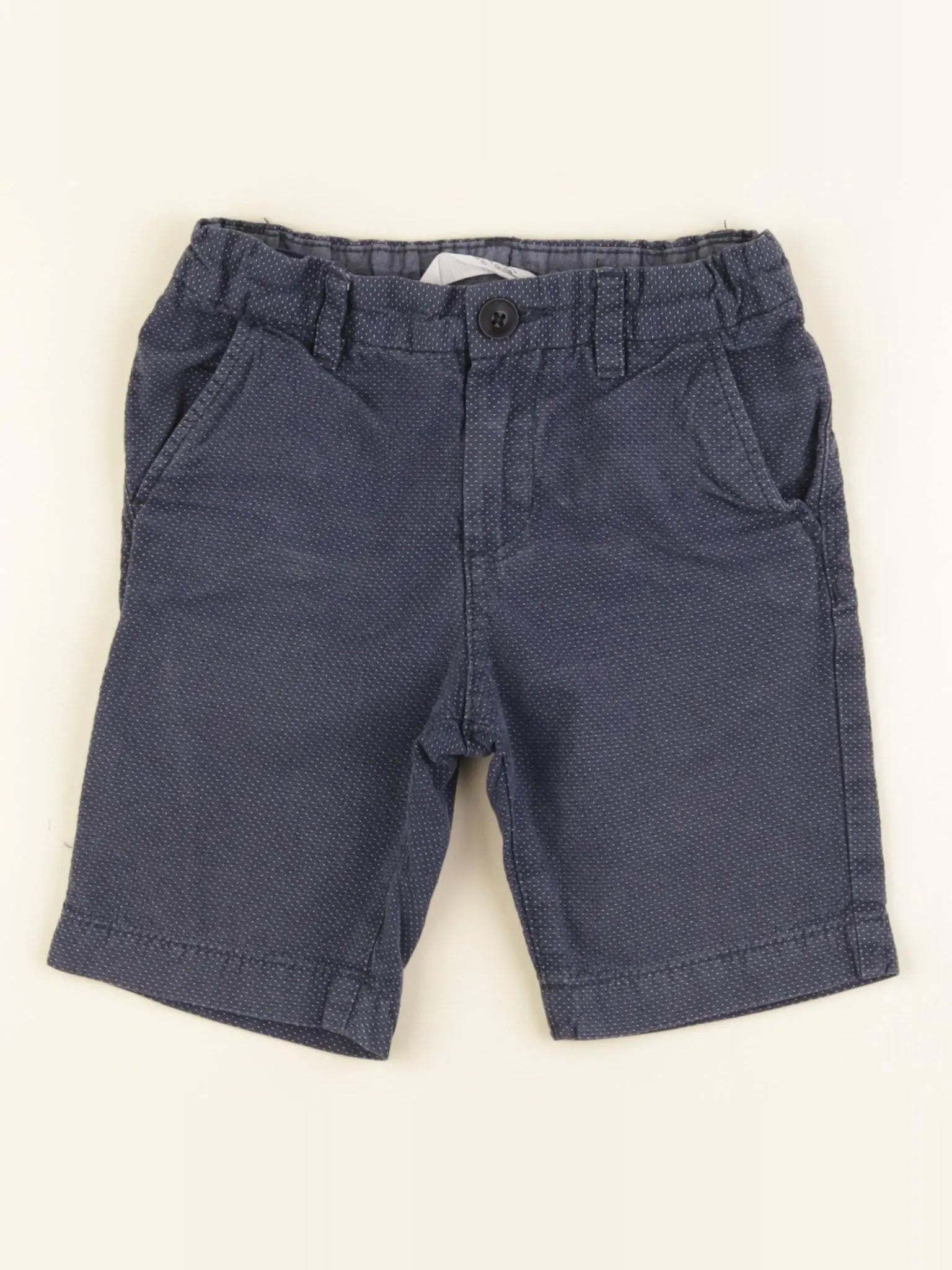 H&M - short bleu, blanc - 3/4 ans
