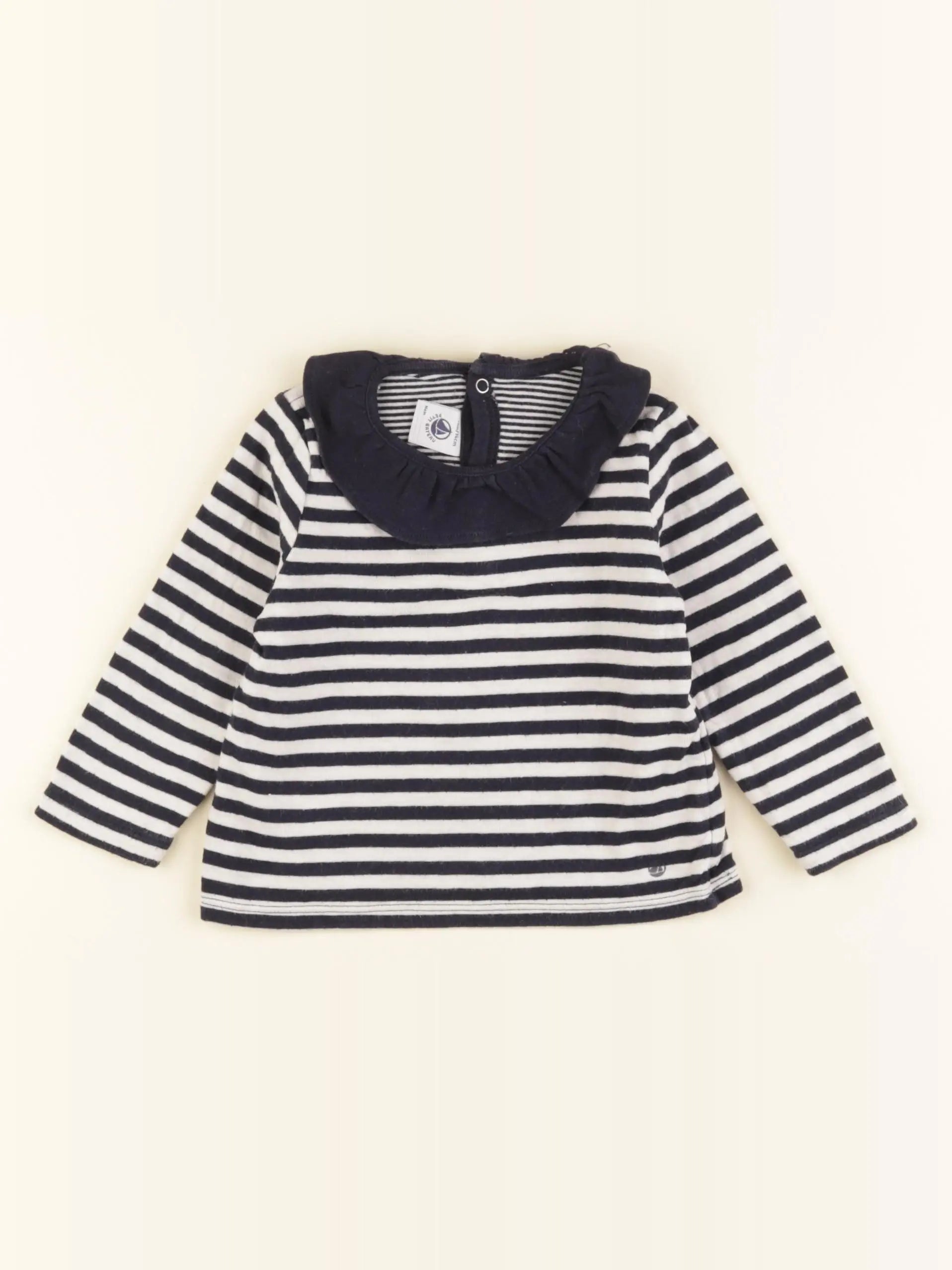 Petit Bateau - tee-shirt bleu, blanc - 12 mois
