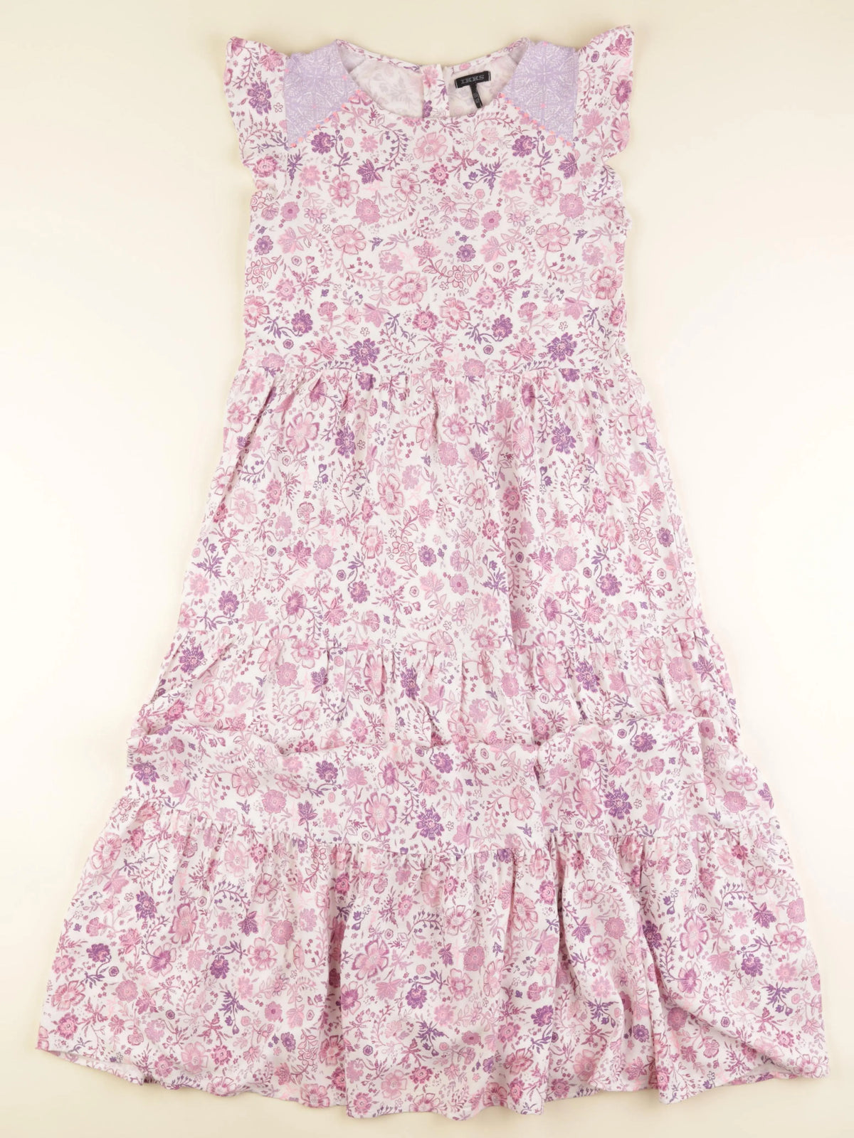 IKKS - robe beige, rose - 10 ans