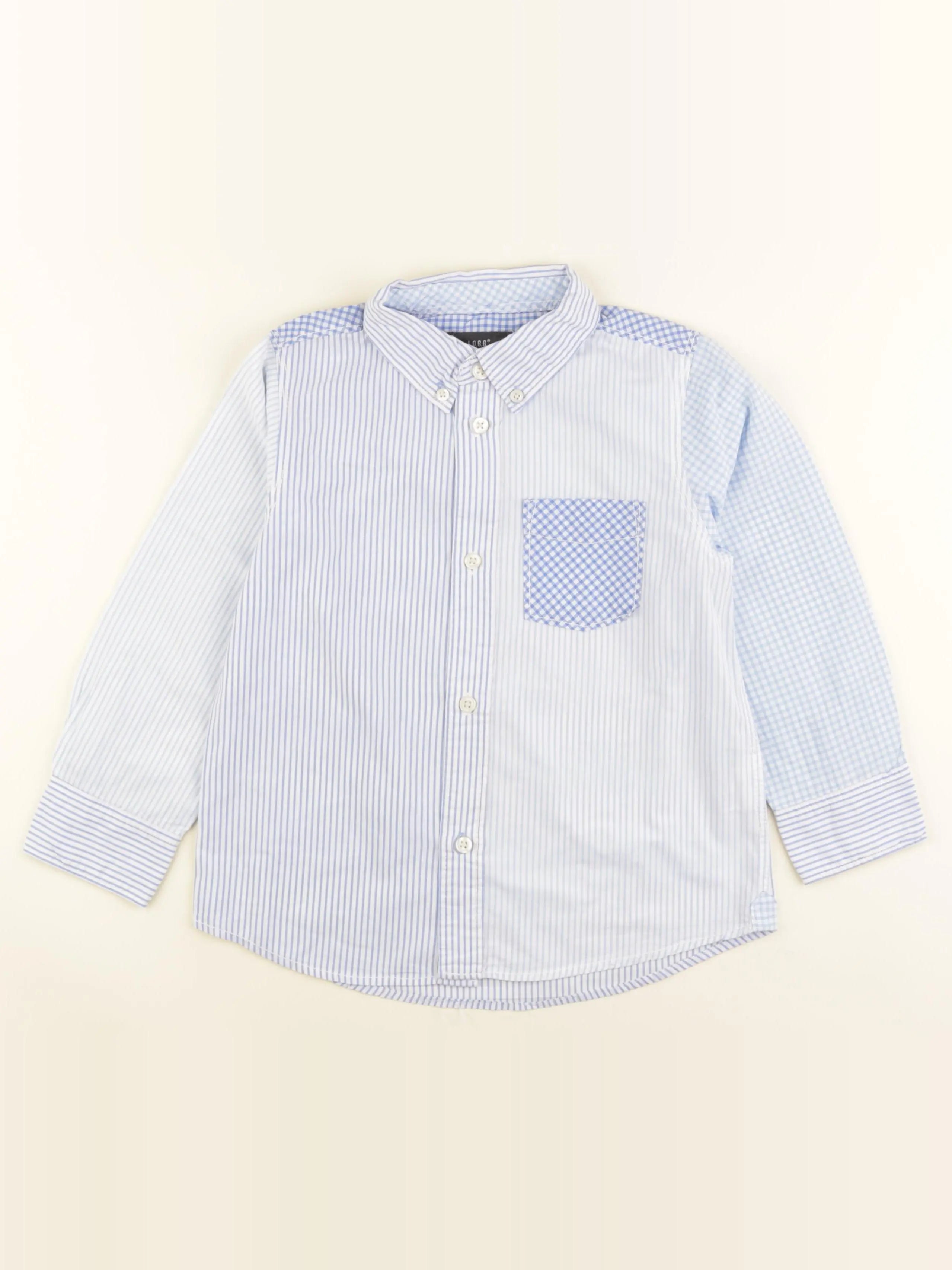 H&M - chemise blanc, bleu - 5/6 ans