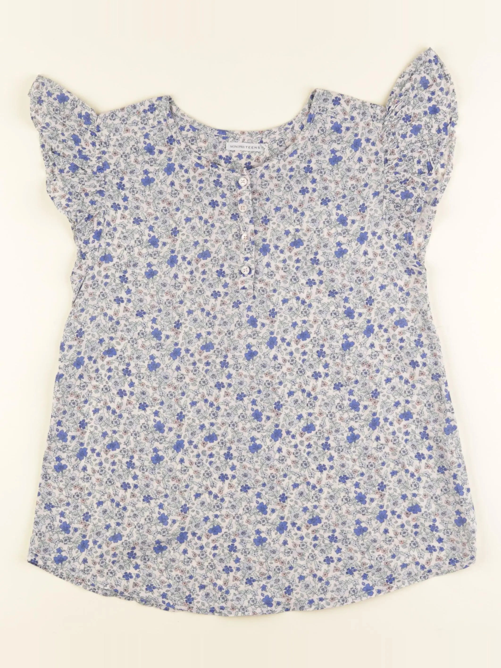 Monoprix - blouse bleu, blanc - 12 ans
