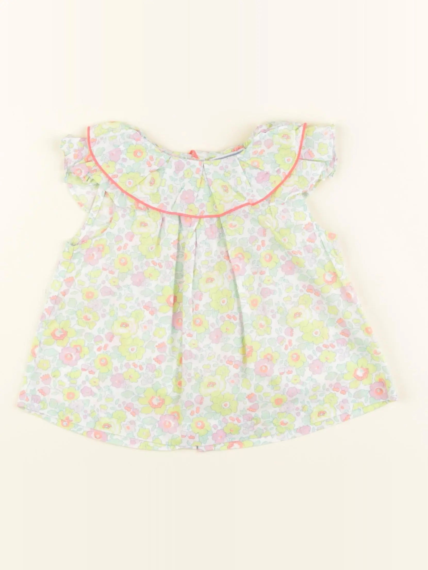 Jacadi - blouse liberty vert, rose - 18 mois