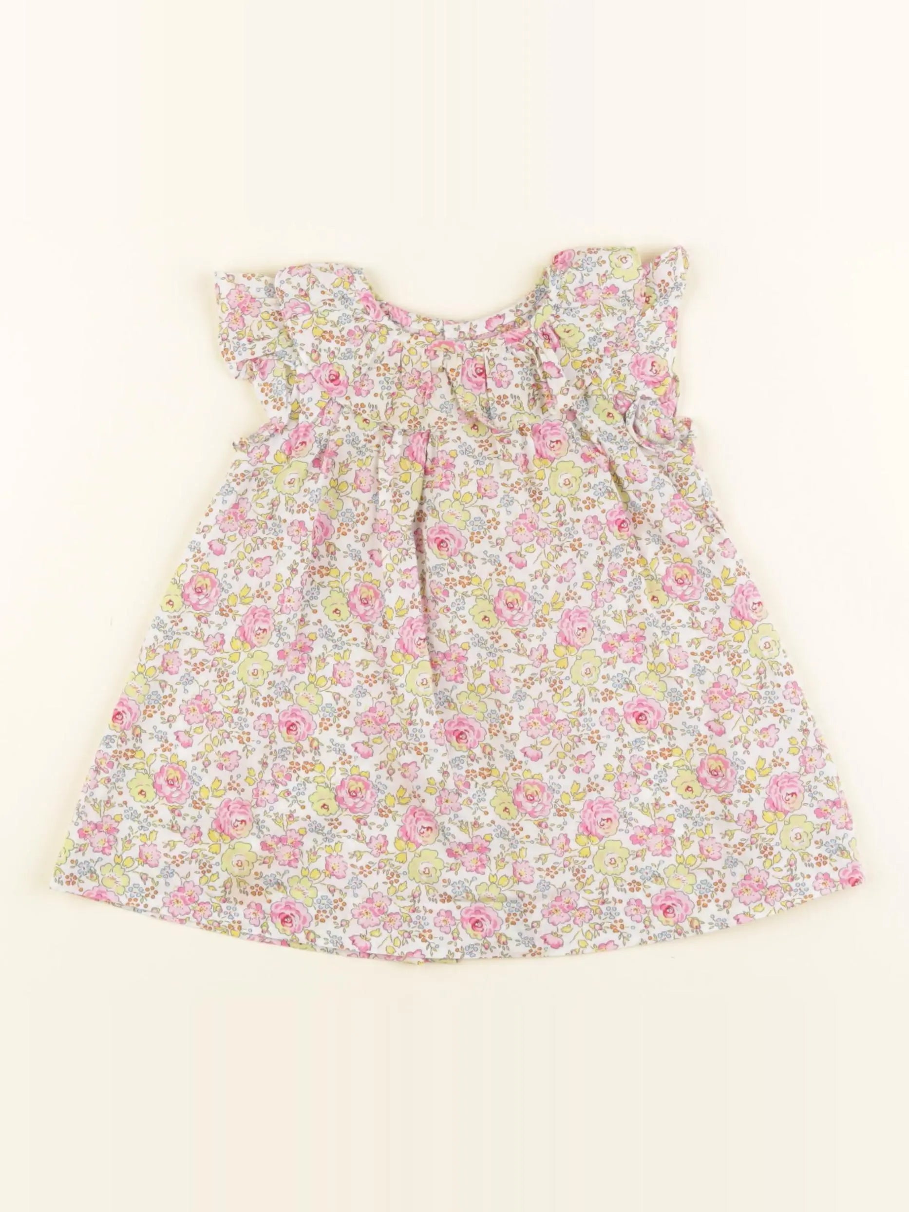 Jacadi - robe liberty rose, vert - 6 mois