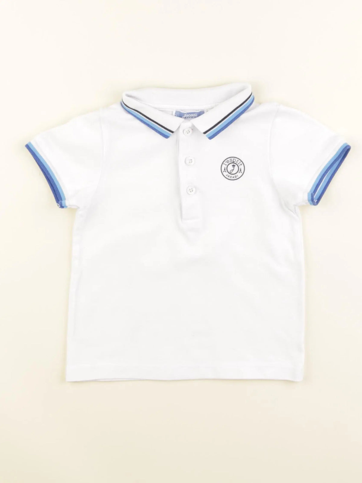 Jacadi - polo blanc, bleu - 24 mois