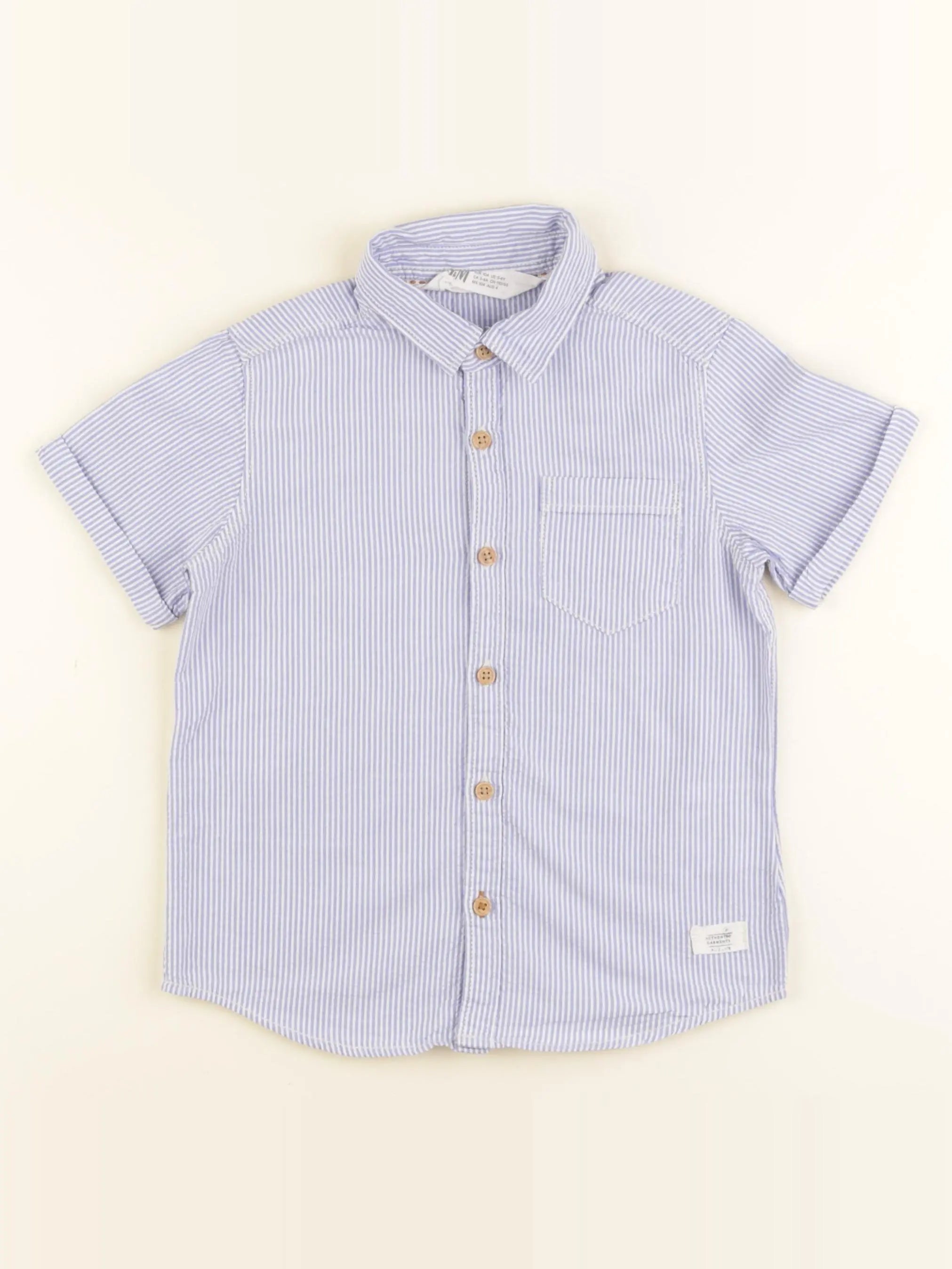 H&M - chemise blanc, bleu - 3/4 ans
