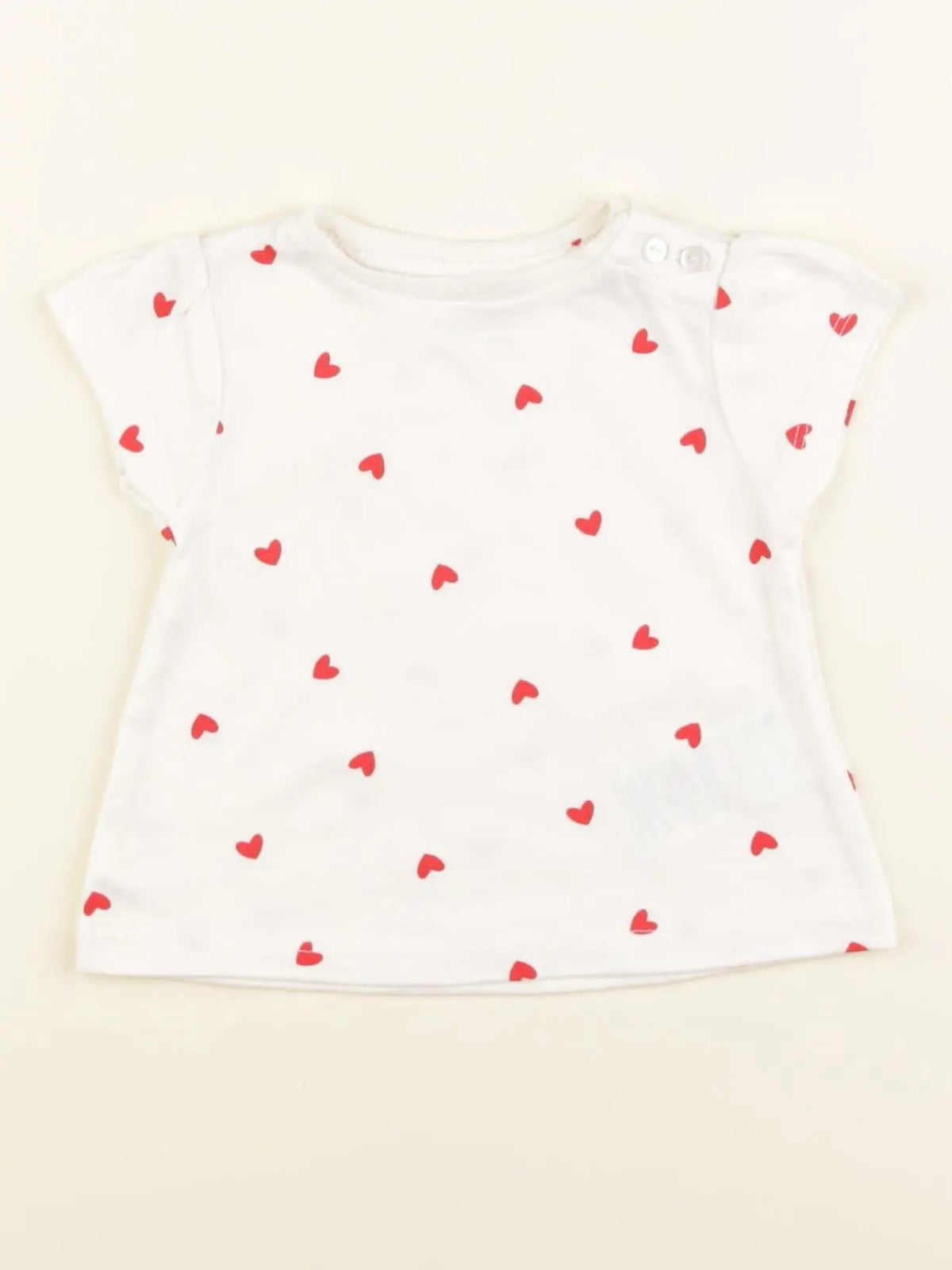 Vertbaudet - tee-shirt blanc, rouge - 3 mois