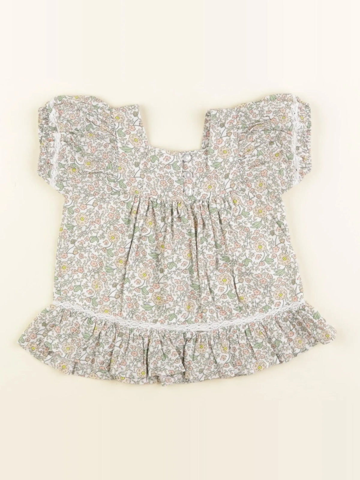 Vertbaudet - robe orange, vert - 3 mois