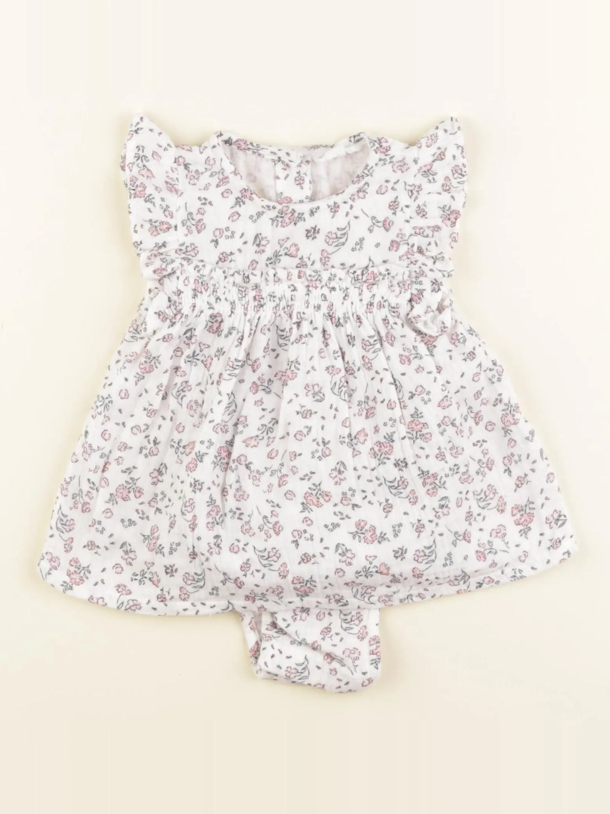 Vertbaudet - robe blanc, rose, vert - 1 mois