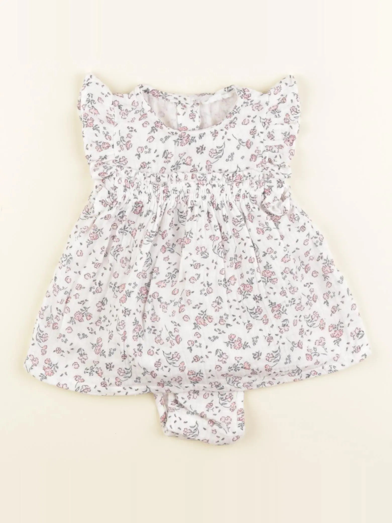 Vertbaudet - robe blanc, rose, vert - 1 mois