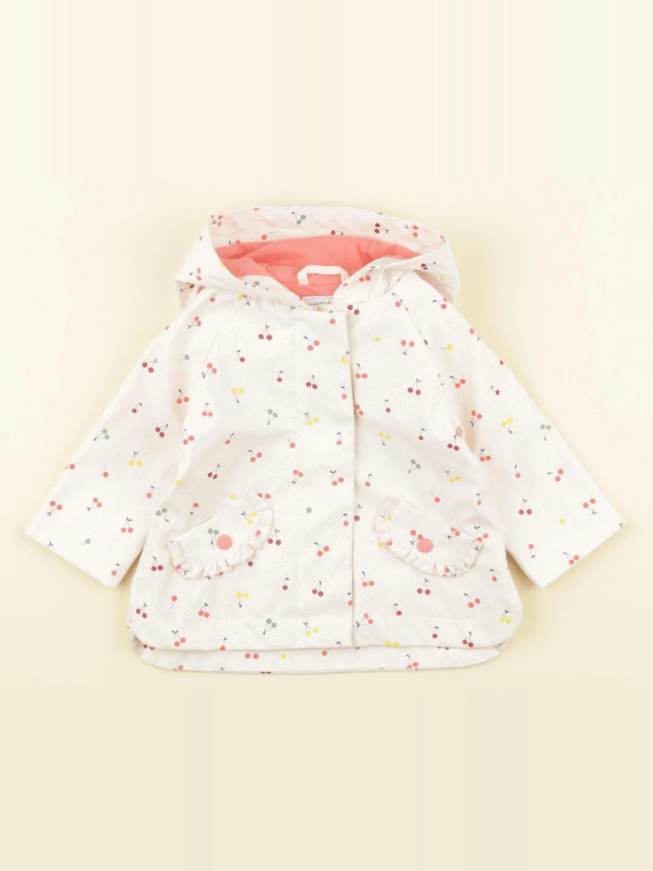 Vertbaudet - imperméable beige, rose - 6 mois