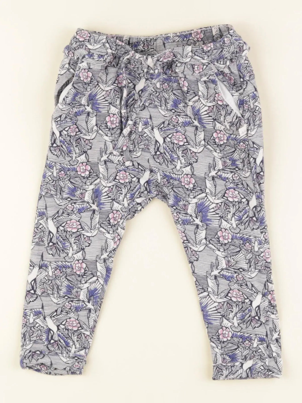 IKKS - pantalon bleu, blanc - 12 mois