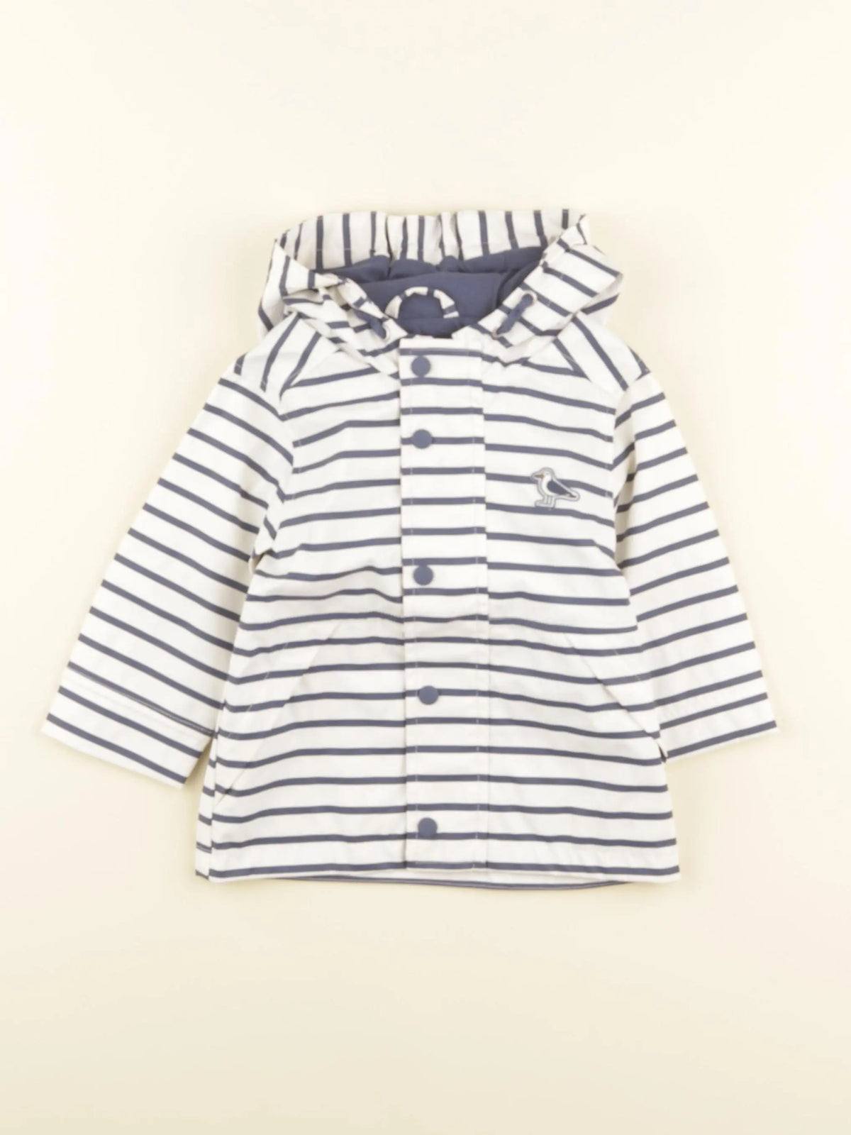 Vertbaudet - imperméable bleu, blanc - 9 mois