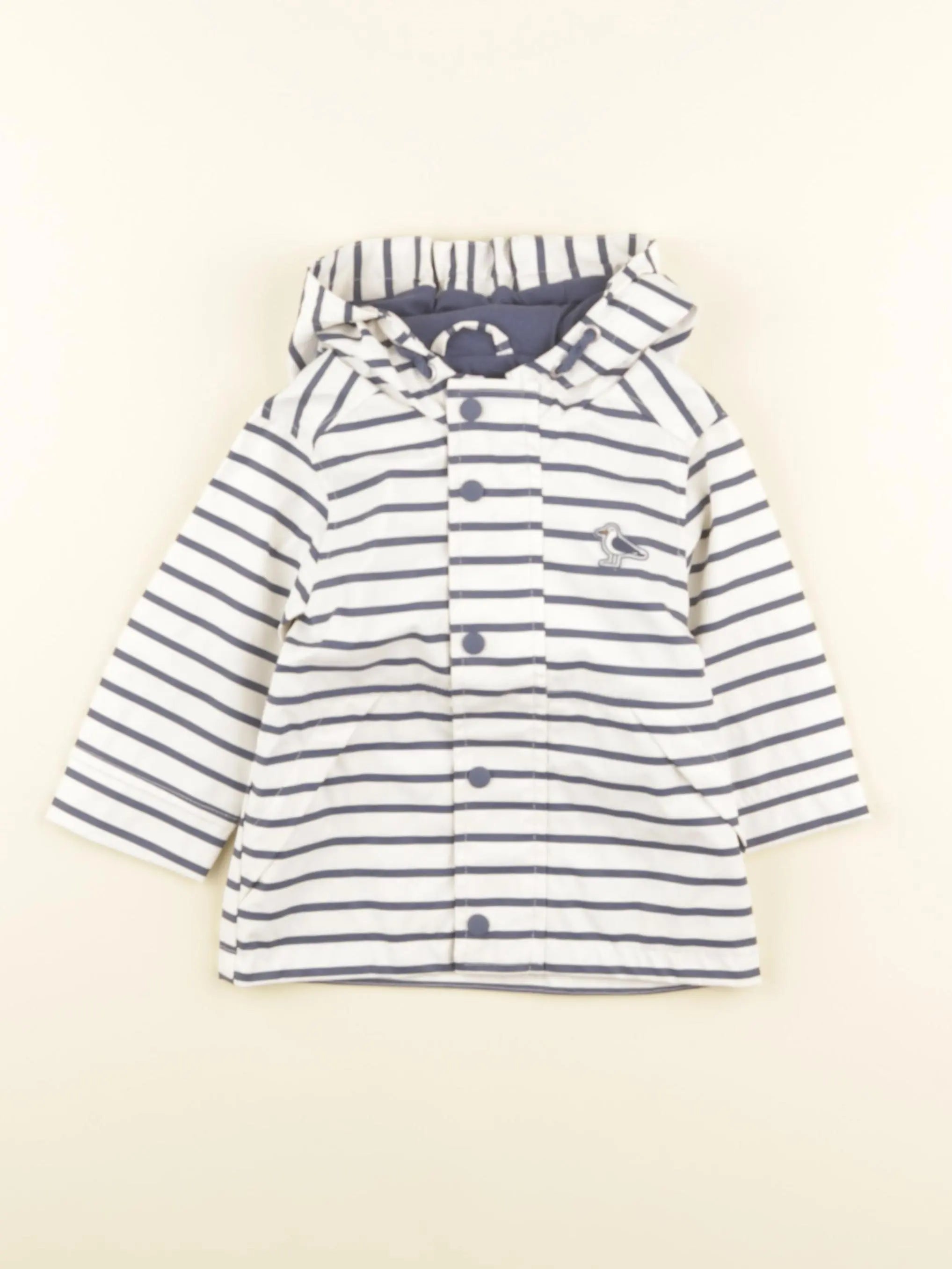 Vertbaudet - imperméable bleu, blanc - 9 mois