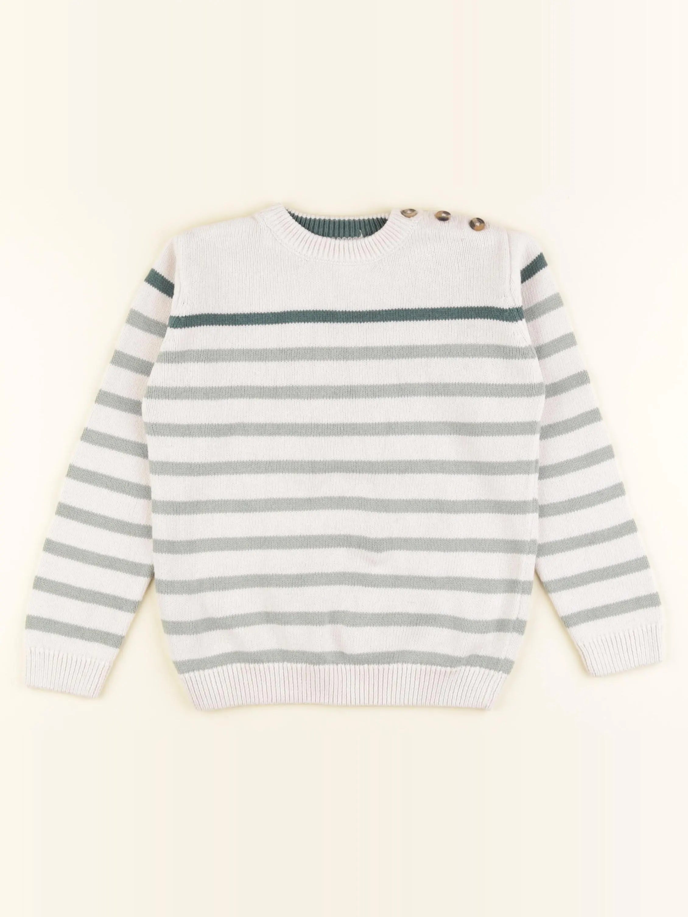 Eden & Victor - pull blanc, vert - 6 ans