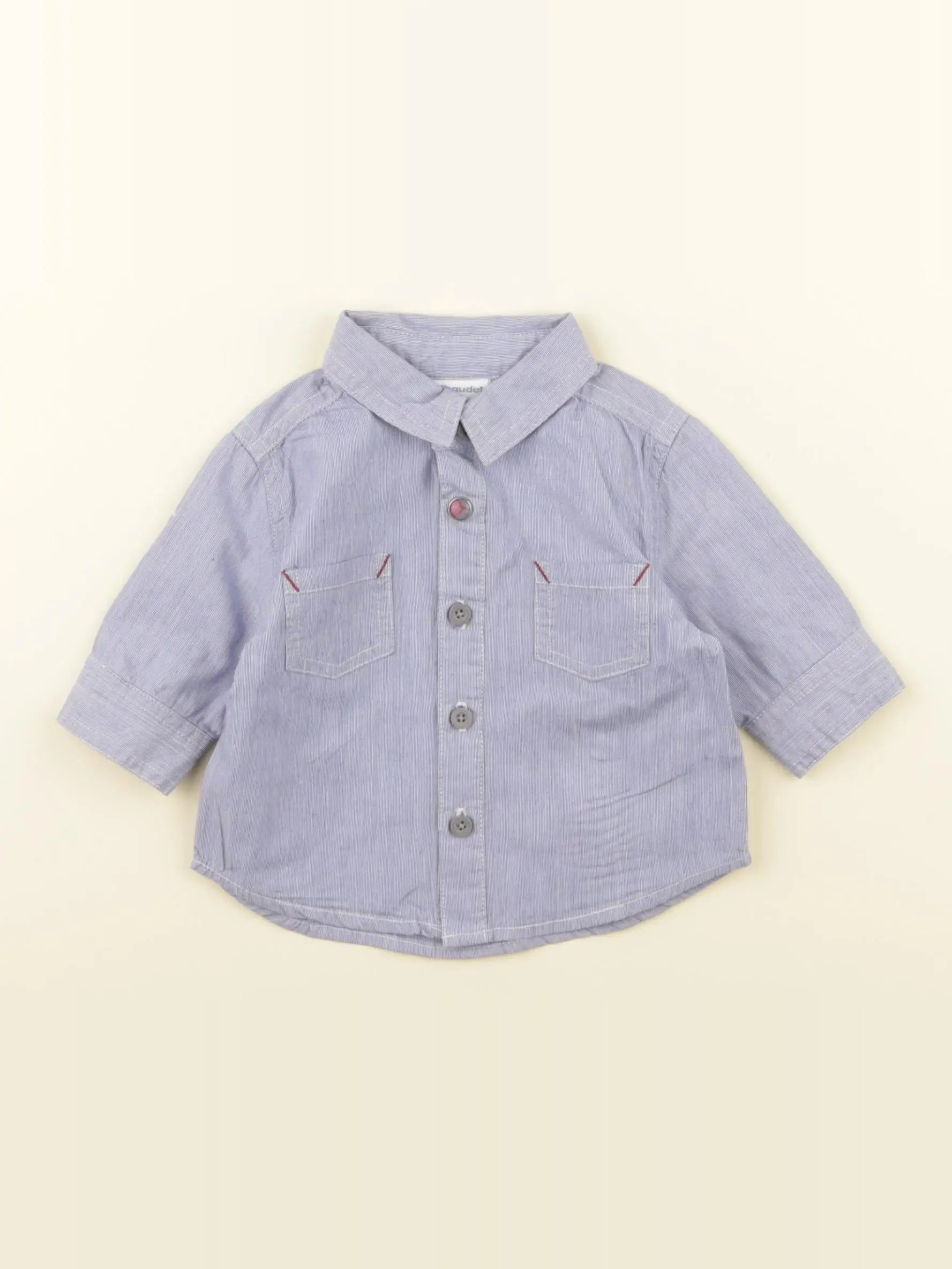 Vertbaudet - chemise imprimé au dos bleu - 3 mois