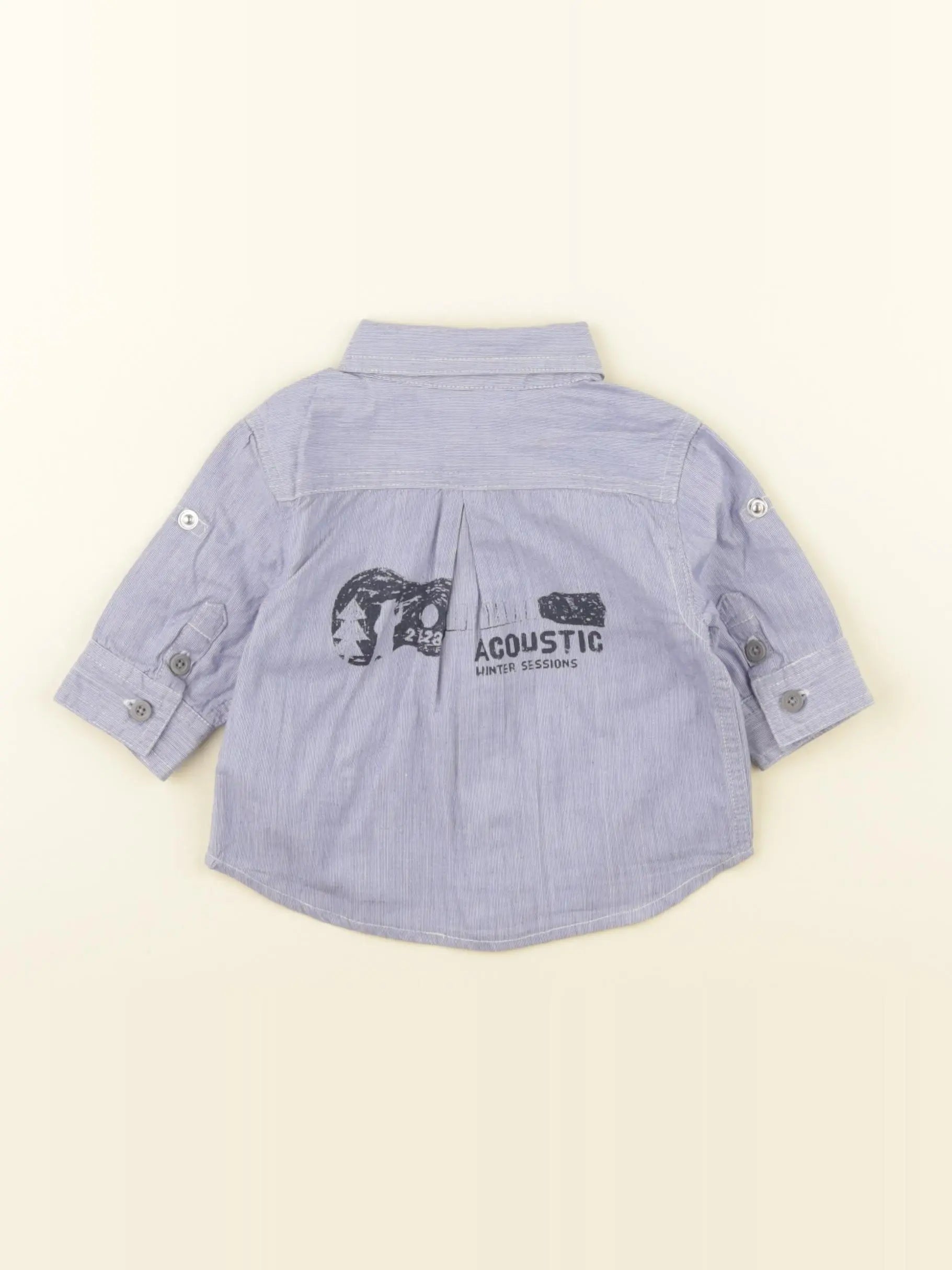 Vertbaudet - chemise imprimé au dos bleu - 3 mois