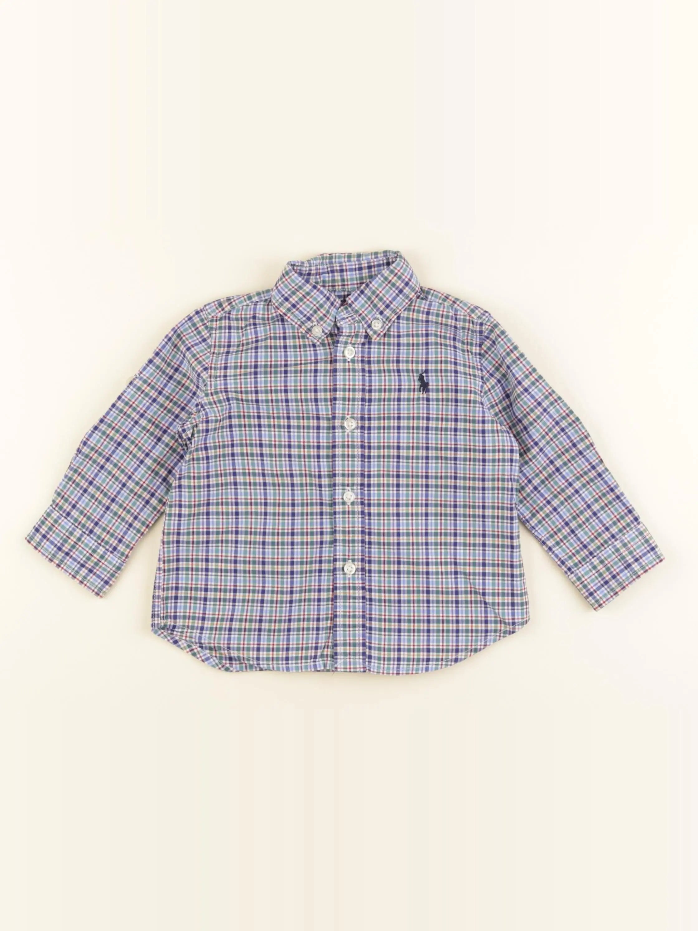 Ralph Lauren - chemise bleu, rouge - 12 mois