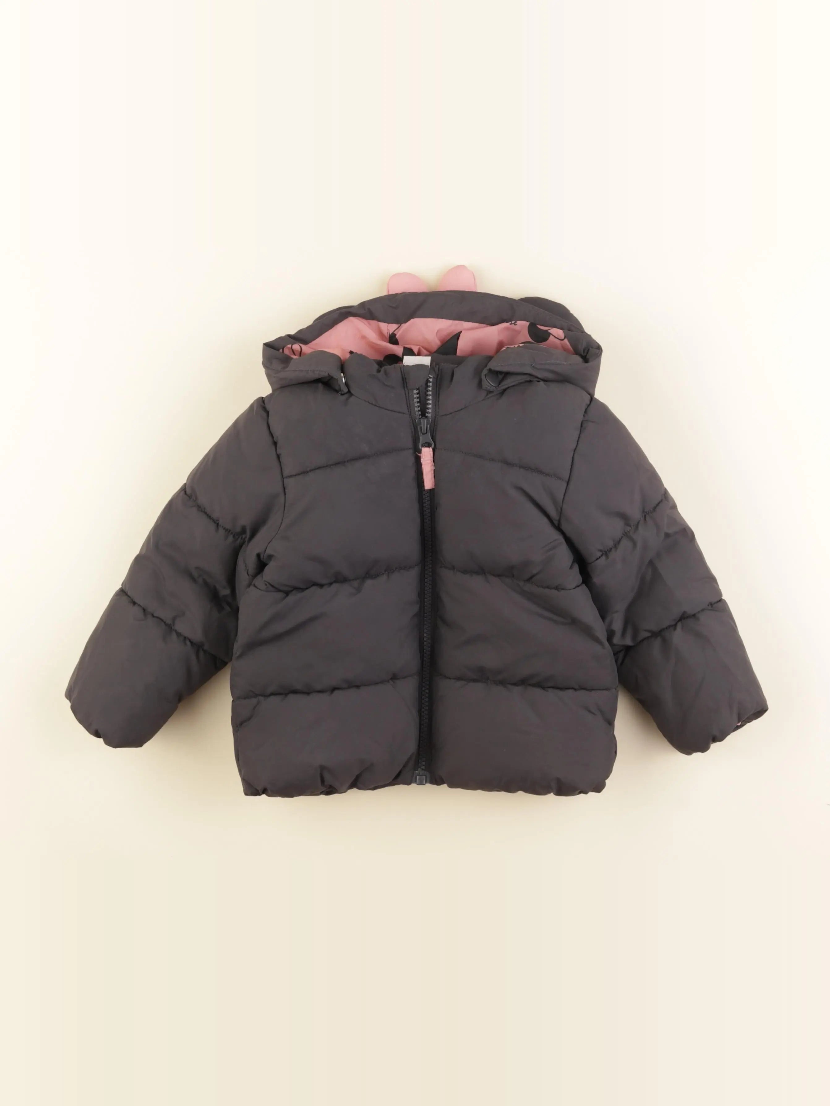 H&M - doudoune gris, rose - 12/18 mois