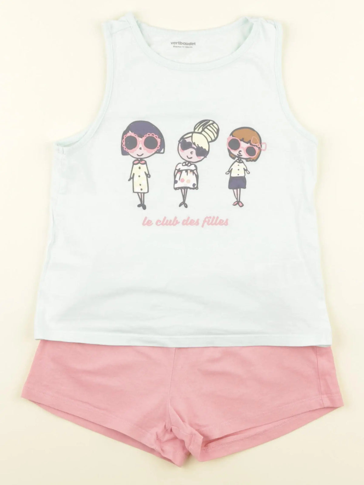 Vertbaudet - pyjama coton vert, rose - 6 ans