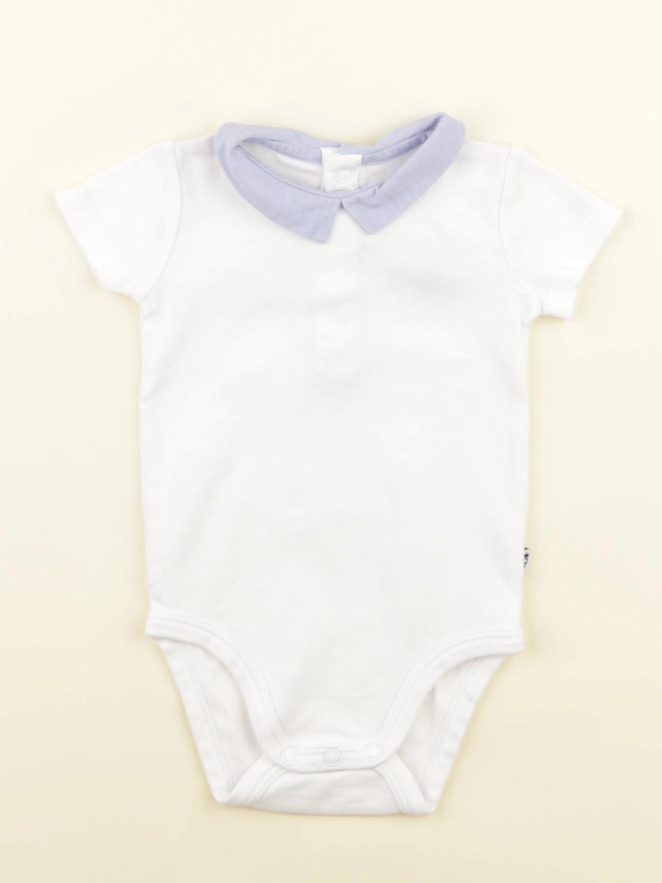 Jacadi - body à col blanc, bleu - 3 mois