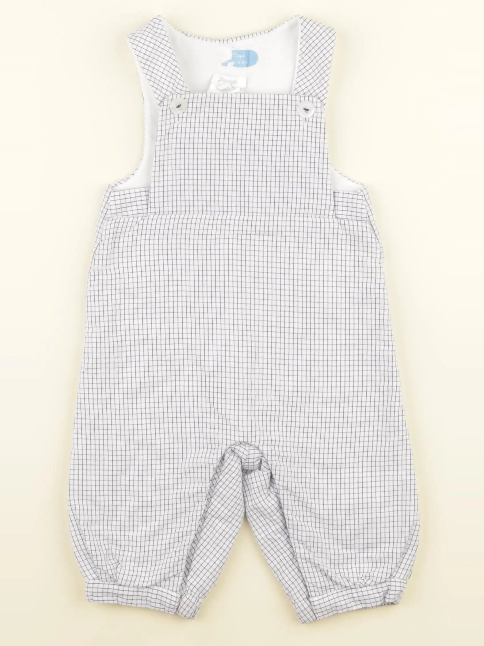 Jacadi - combinaison doublé blanc, bleu - 6 mois