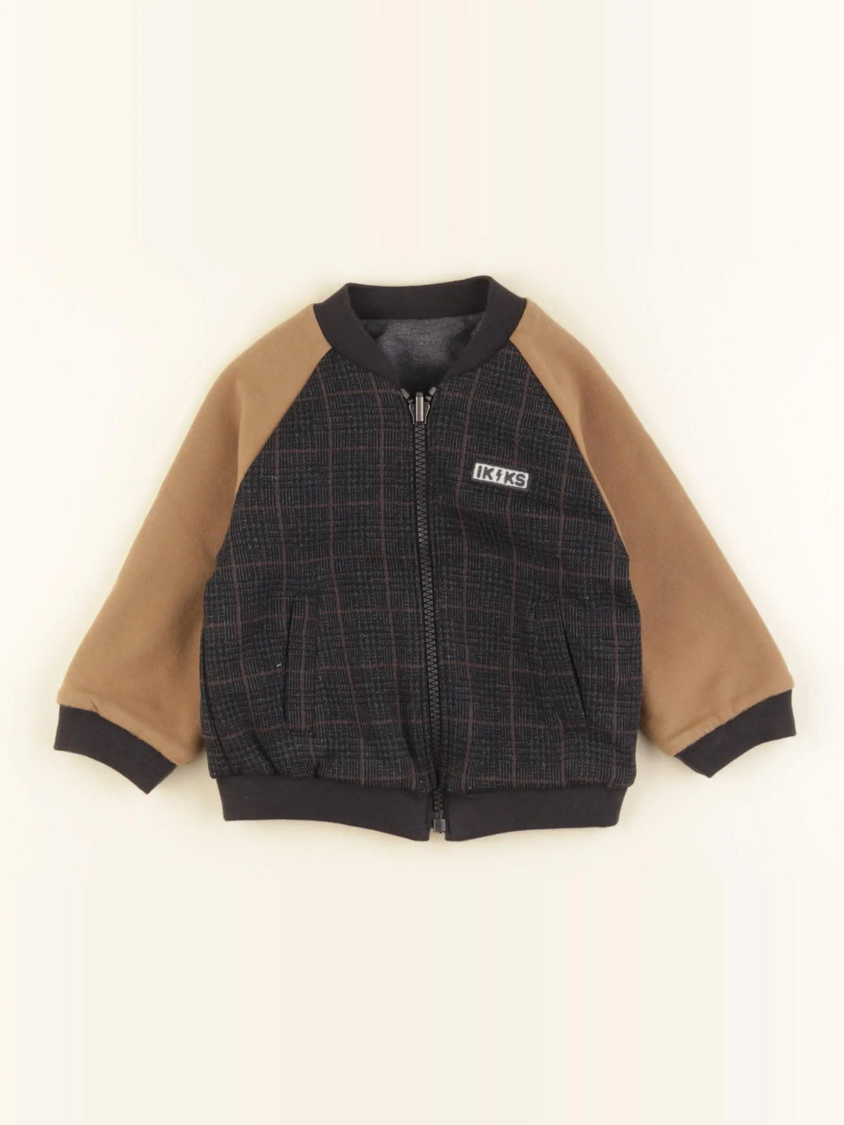 IKKS - veste réversible marron, gris - 12 mois