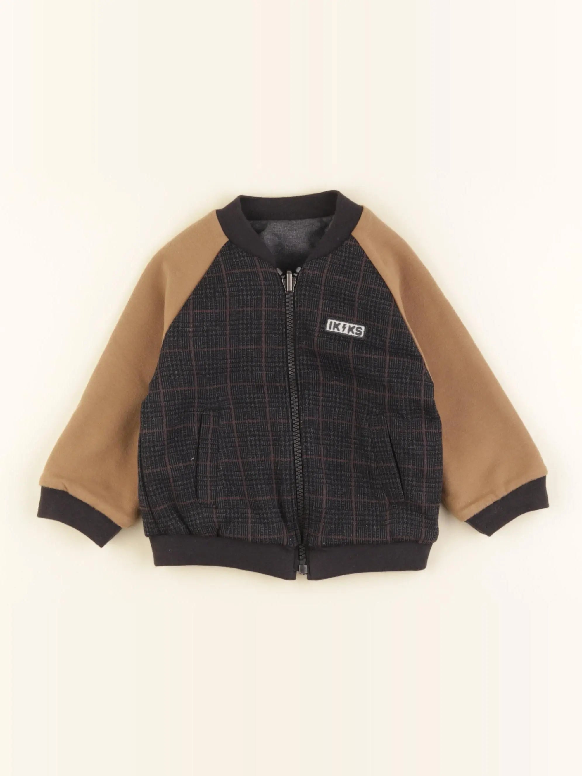 IKKS - veste réversible marron, gris - 12 mois