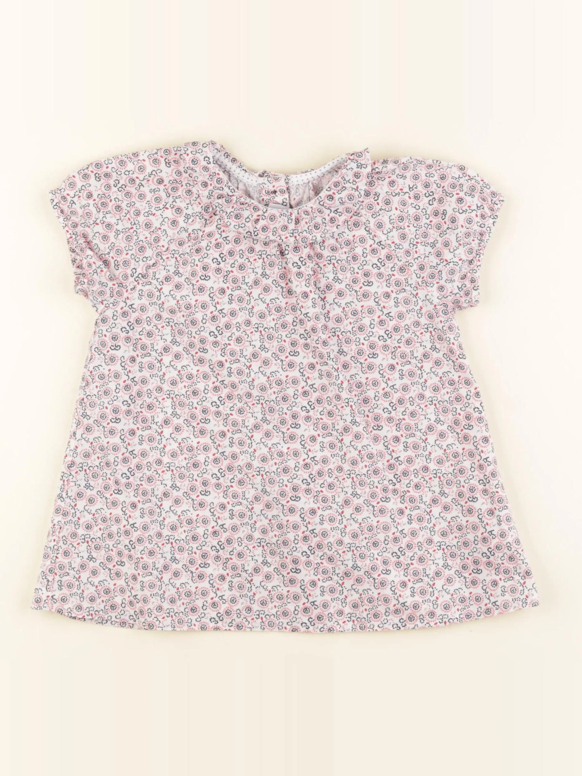 Petit Bateau - robe blanc, rouge - 24 mois