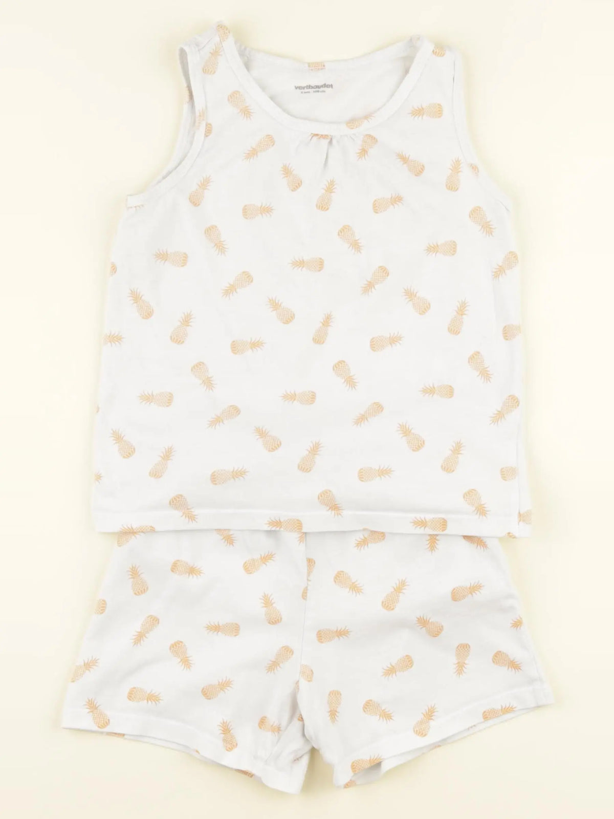 Vertbaudet - pyjama coton blanc, orange - 5 ans