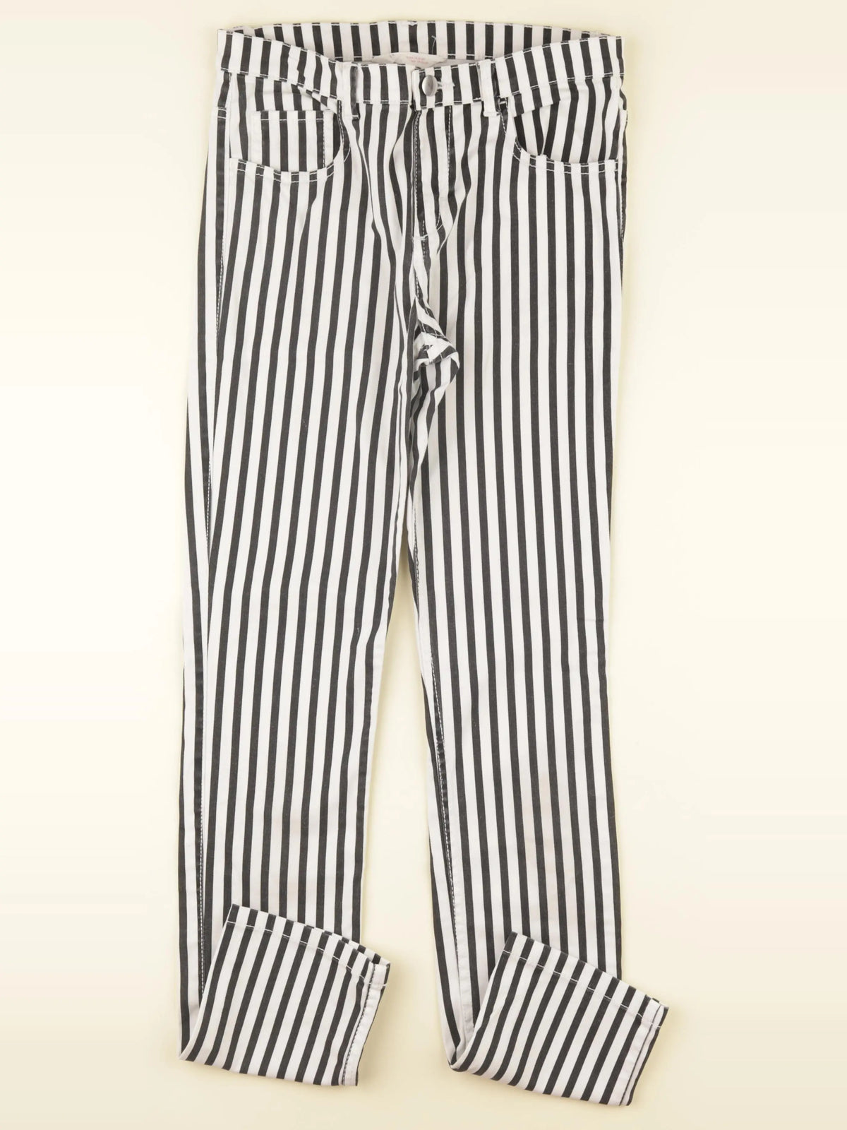 H&M - pantalon blanc, noir - 13/14 ans