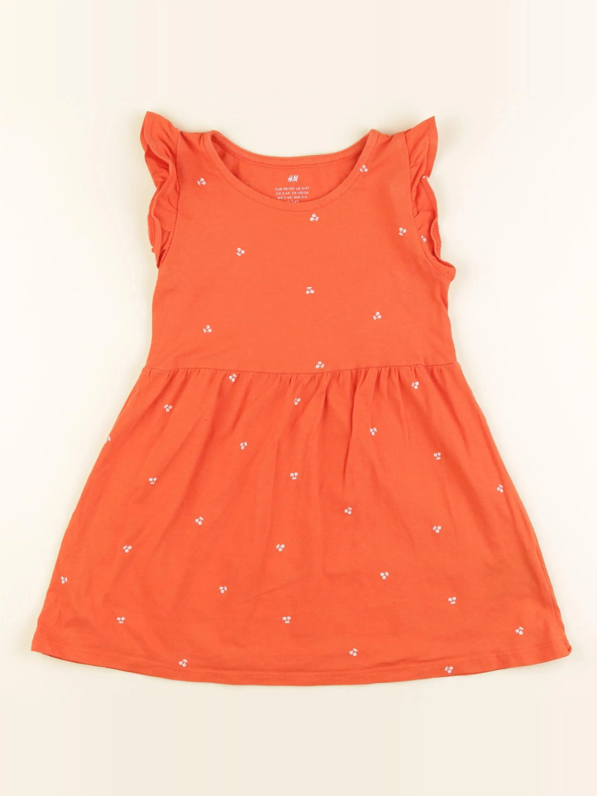H&M - robe orange - 2/4 ans