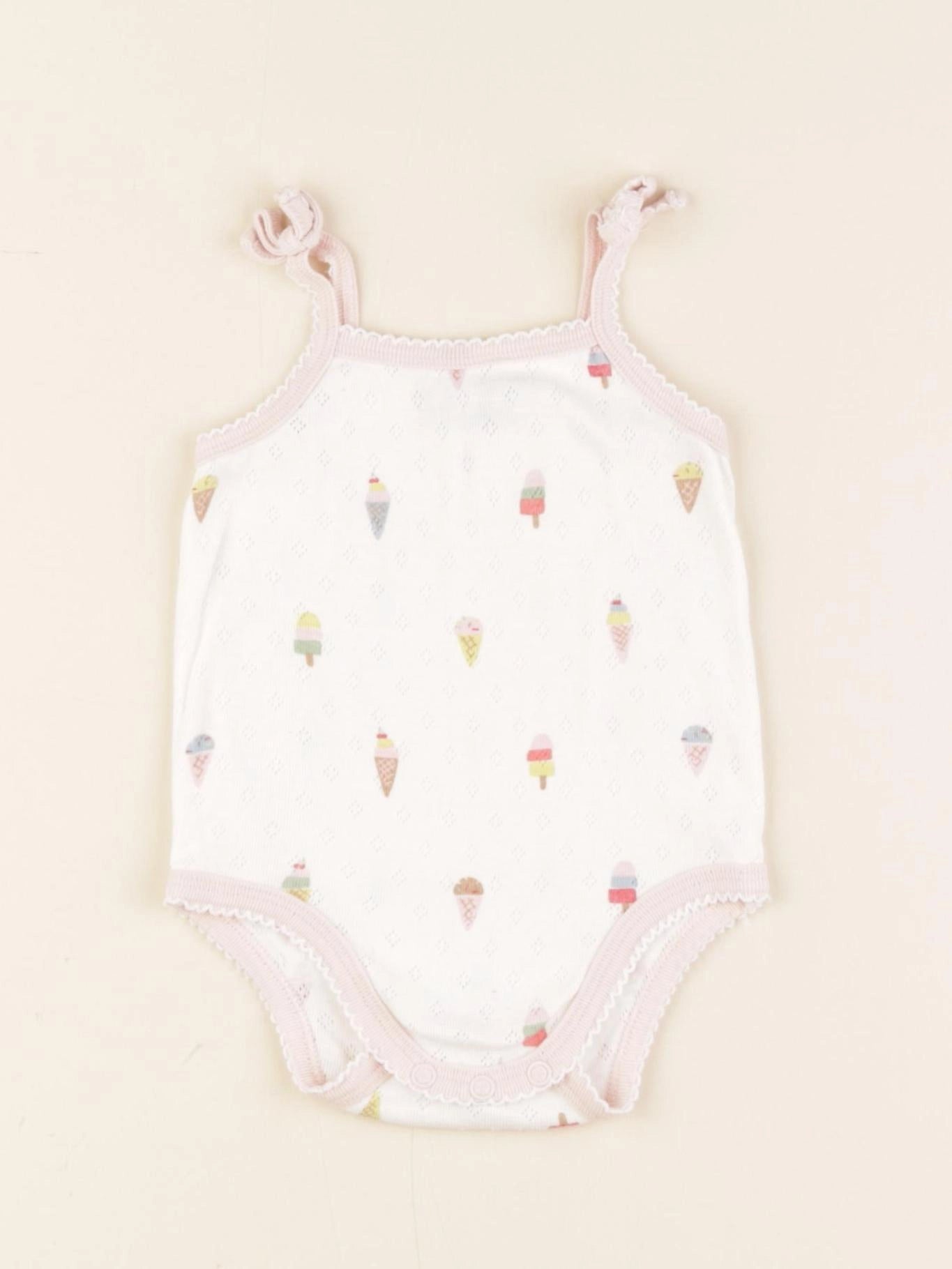 Boutchou - body blanc, rose - 6 mois