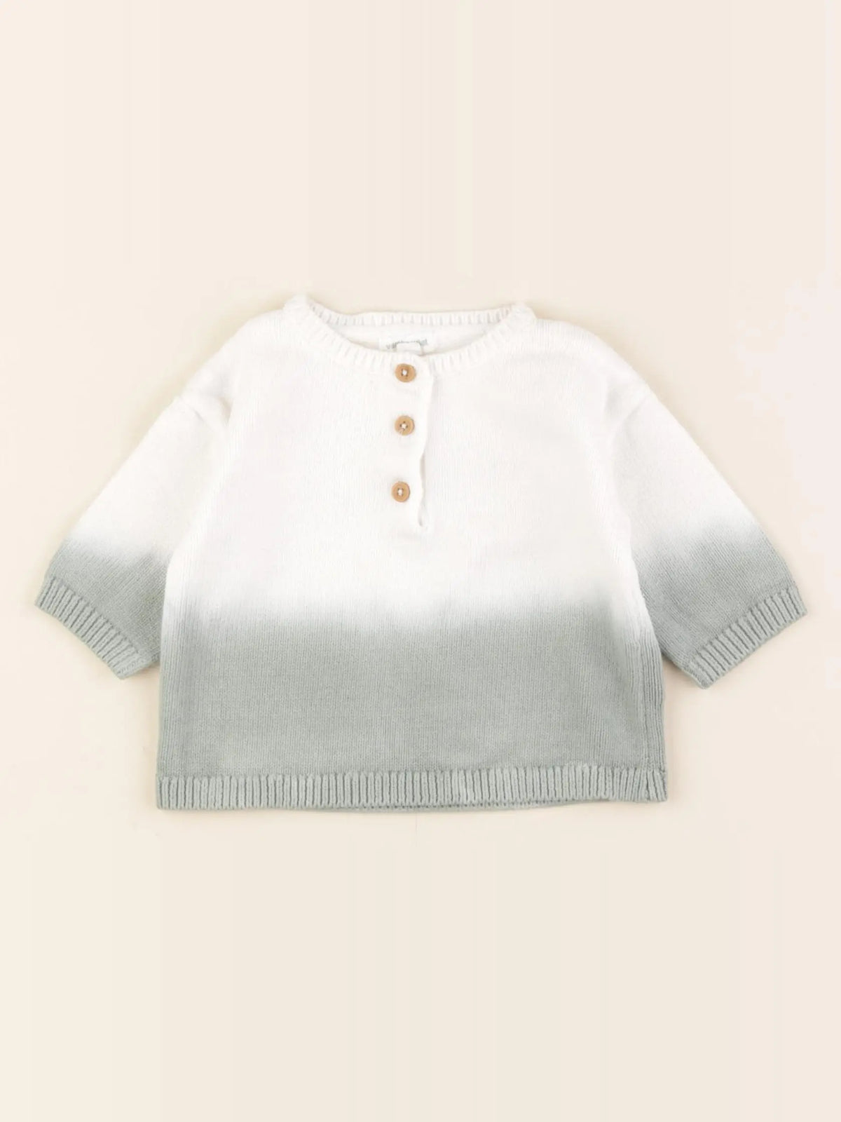 Vertbaudet - pull blanc, vert - 3 mois