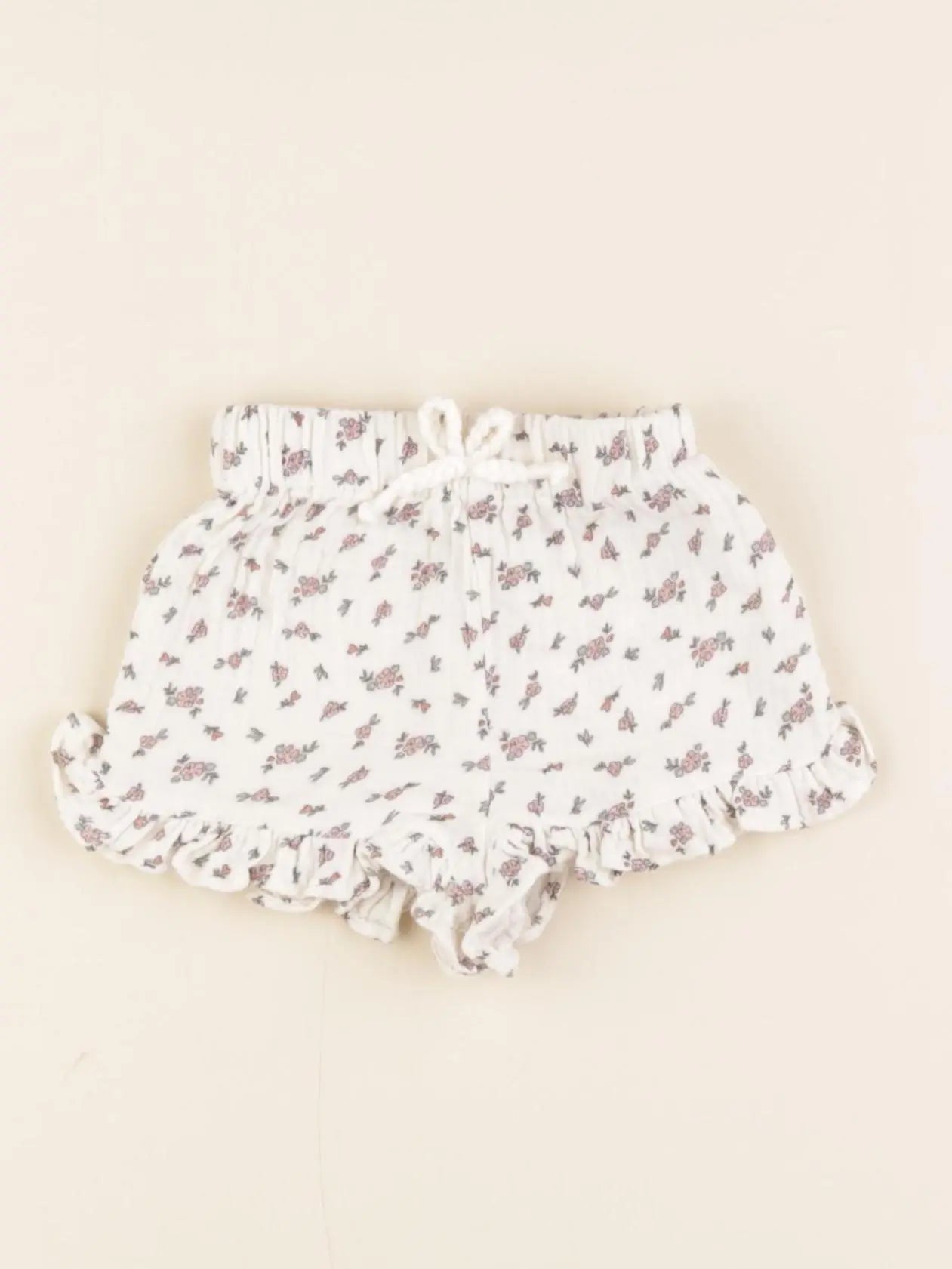 Vertbaudet - short blanc, rose - 3 mois