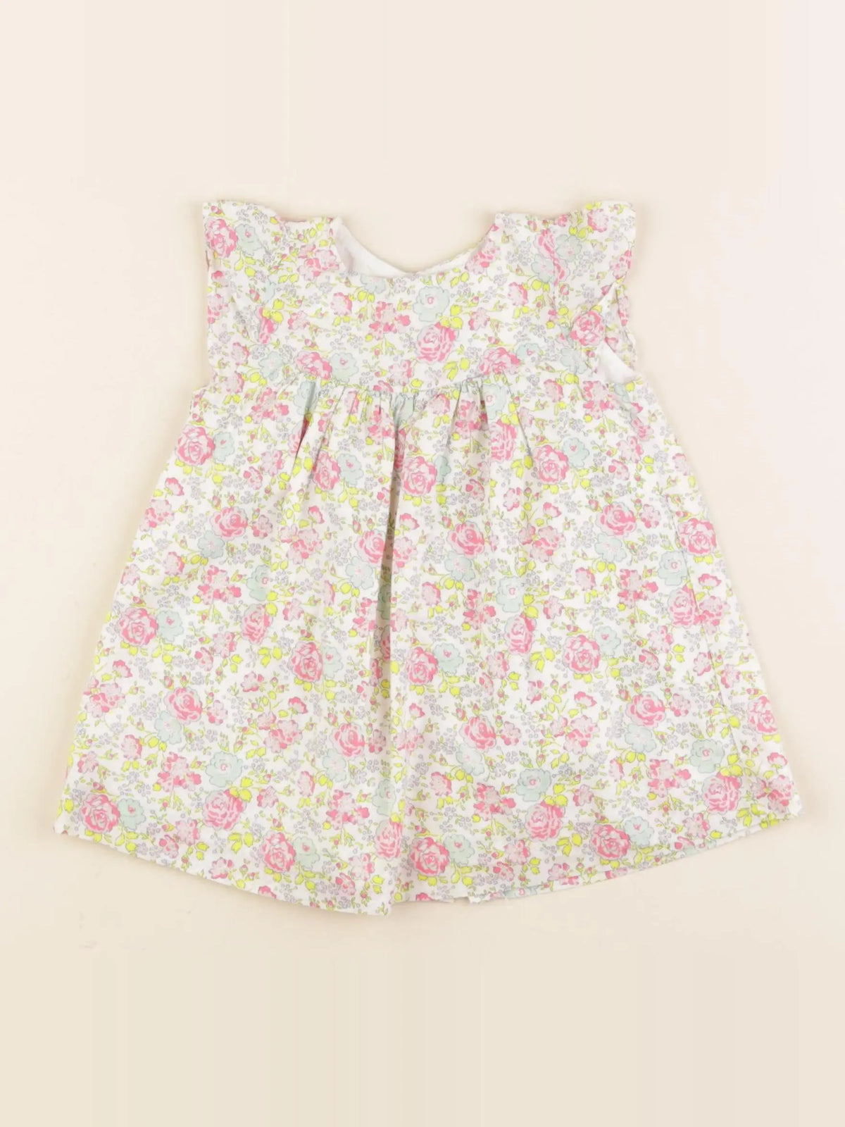 Jacadi - robe liberty blanc, jaune - 6 mois