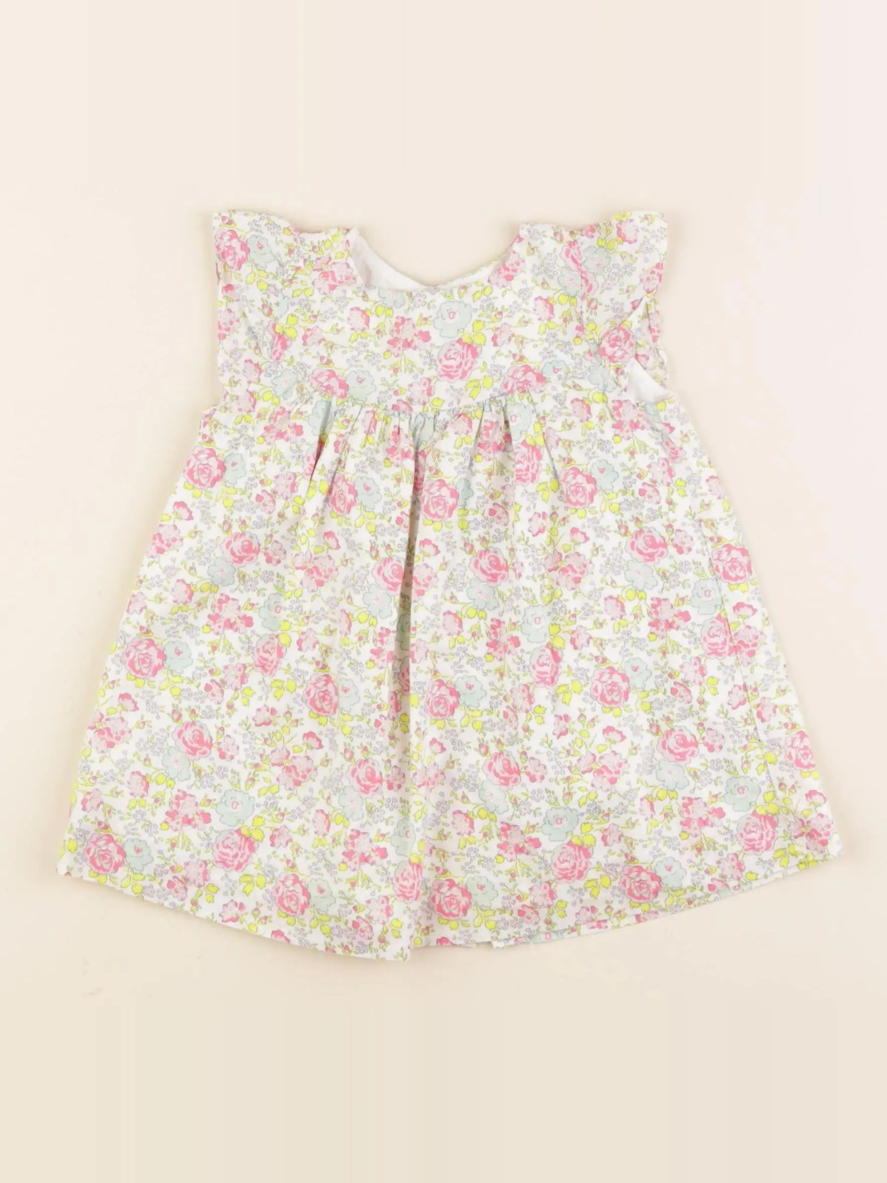 Jacadi - robe liberty blanc, jaune - 6 mois