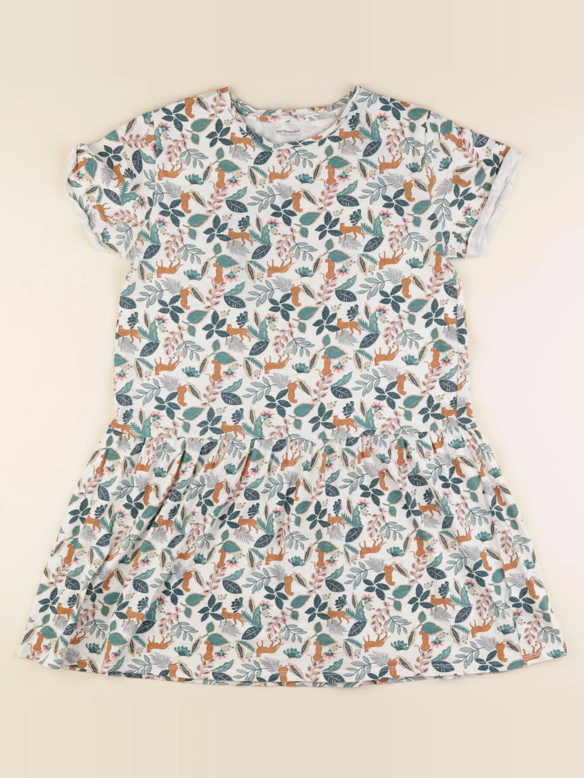 Vertbaudet - robe vert, blanc - 12 ans