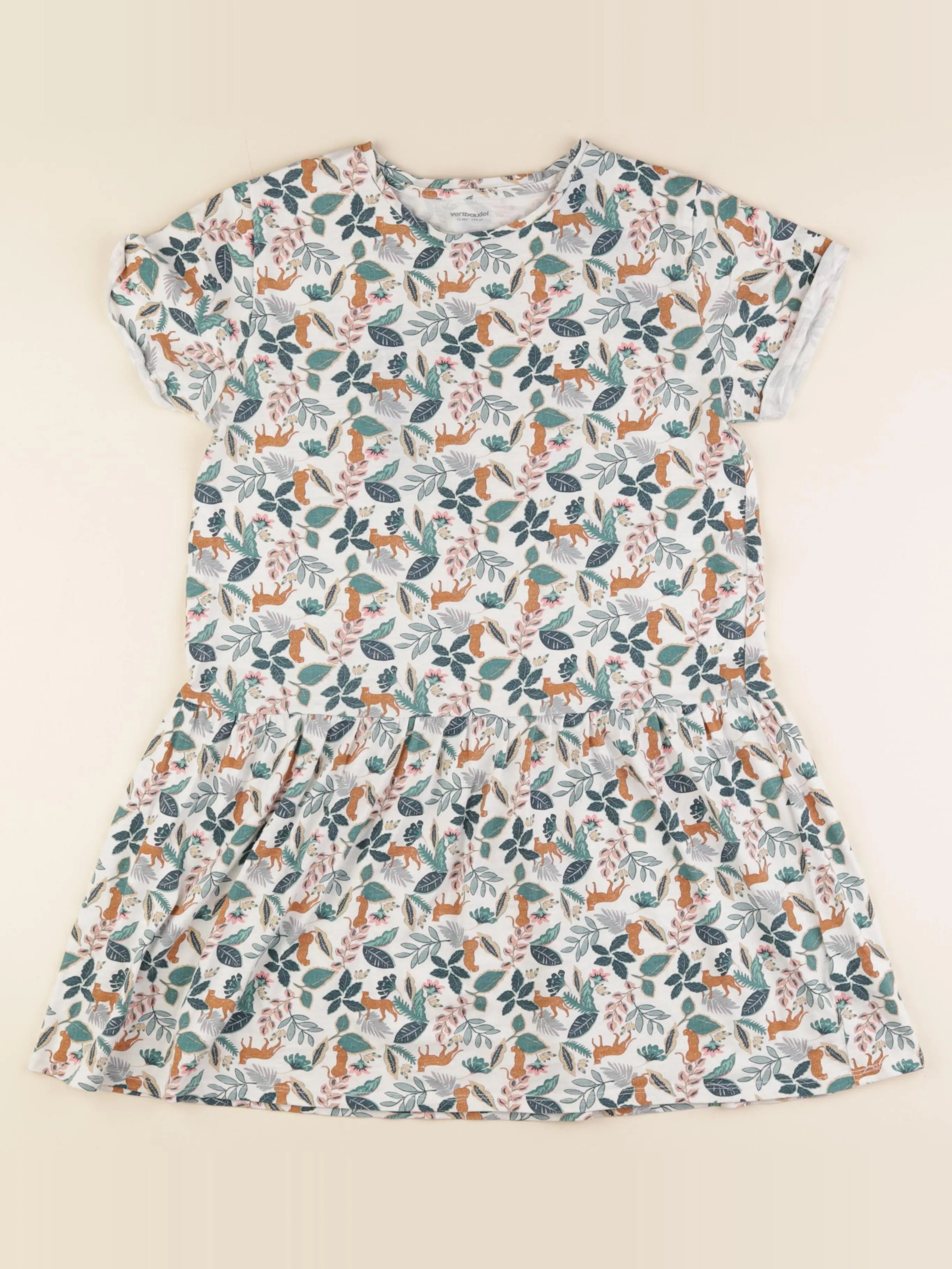 Vertbaudet - robe vert, blanc - 12 ans